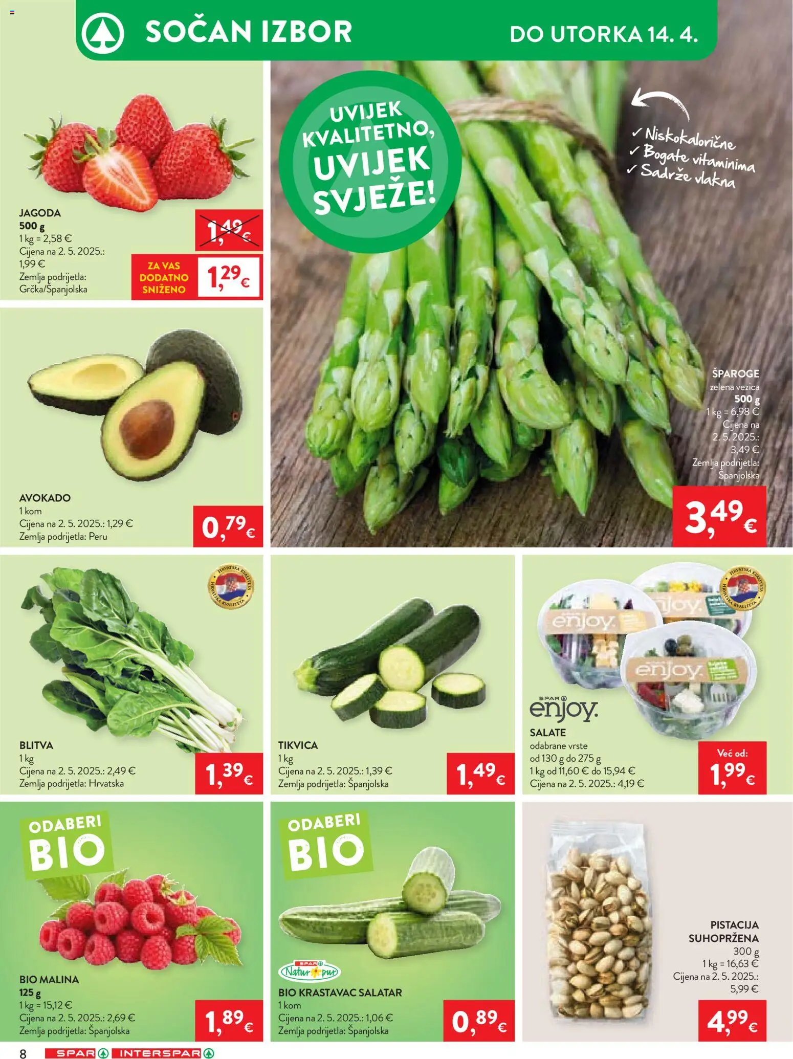 Spar katalog | vrijedi od 08.04.2026 | Stranica: 8 | Proizvodi: Krastavac, Avokado