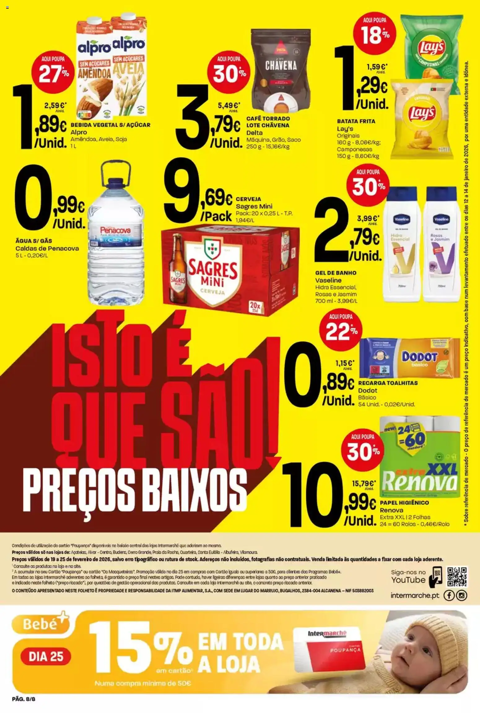 Intermarché Folheto Mini │ válido de 19.02.2026 | Página: 8 | Produtos: Aveia, Gel de banho, Café, Cerveja