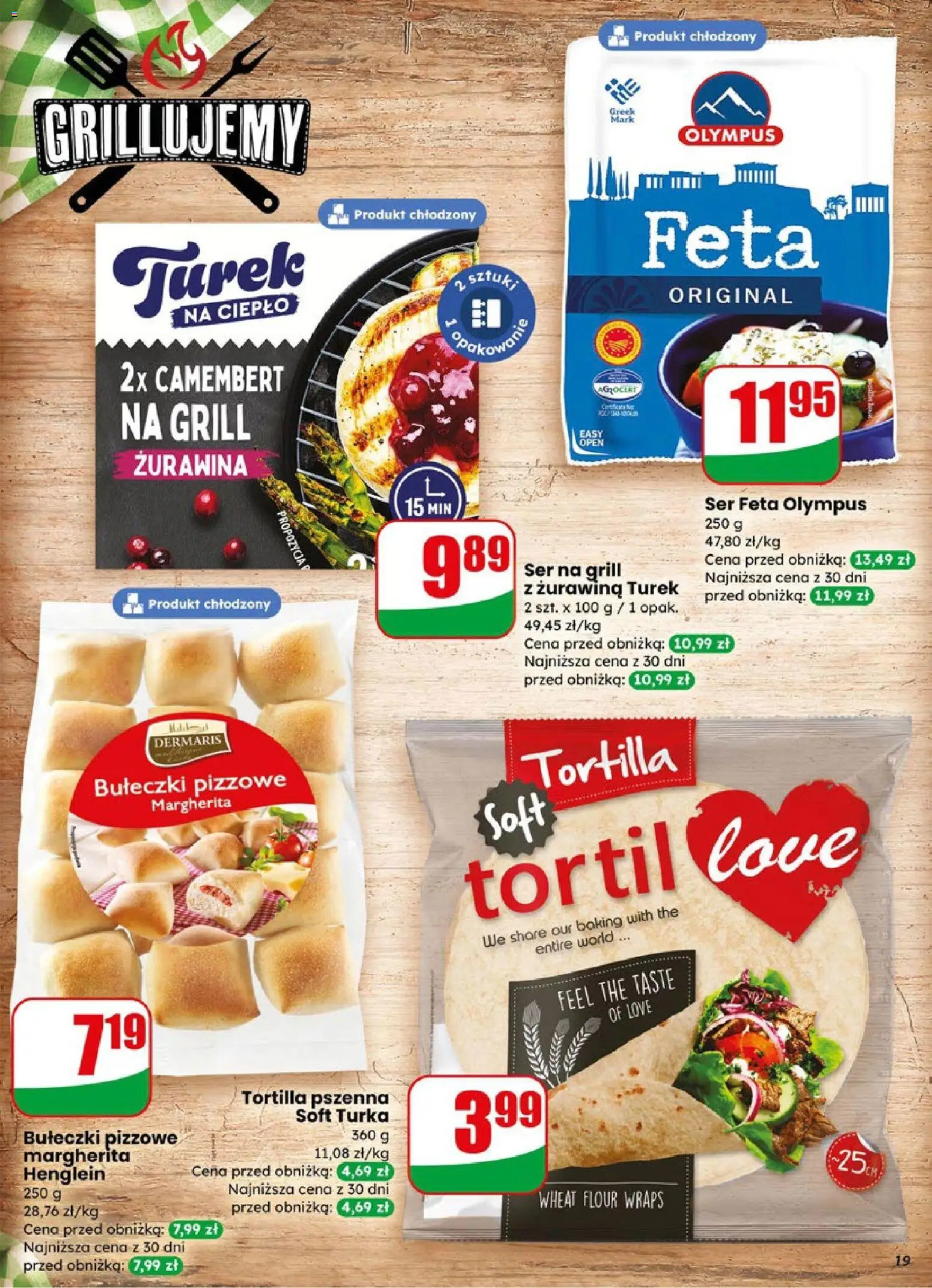 Dino gazetka od 08.04.2026 | Strona: 19 | Produkty: Tortilla, Camembert, Żurawina, Ser feta