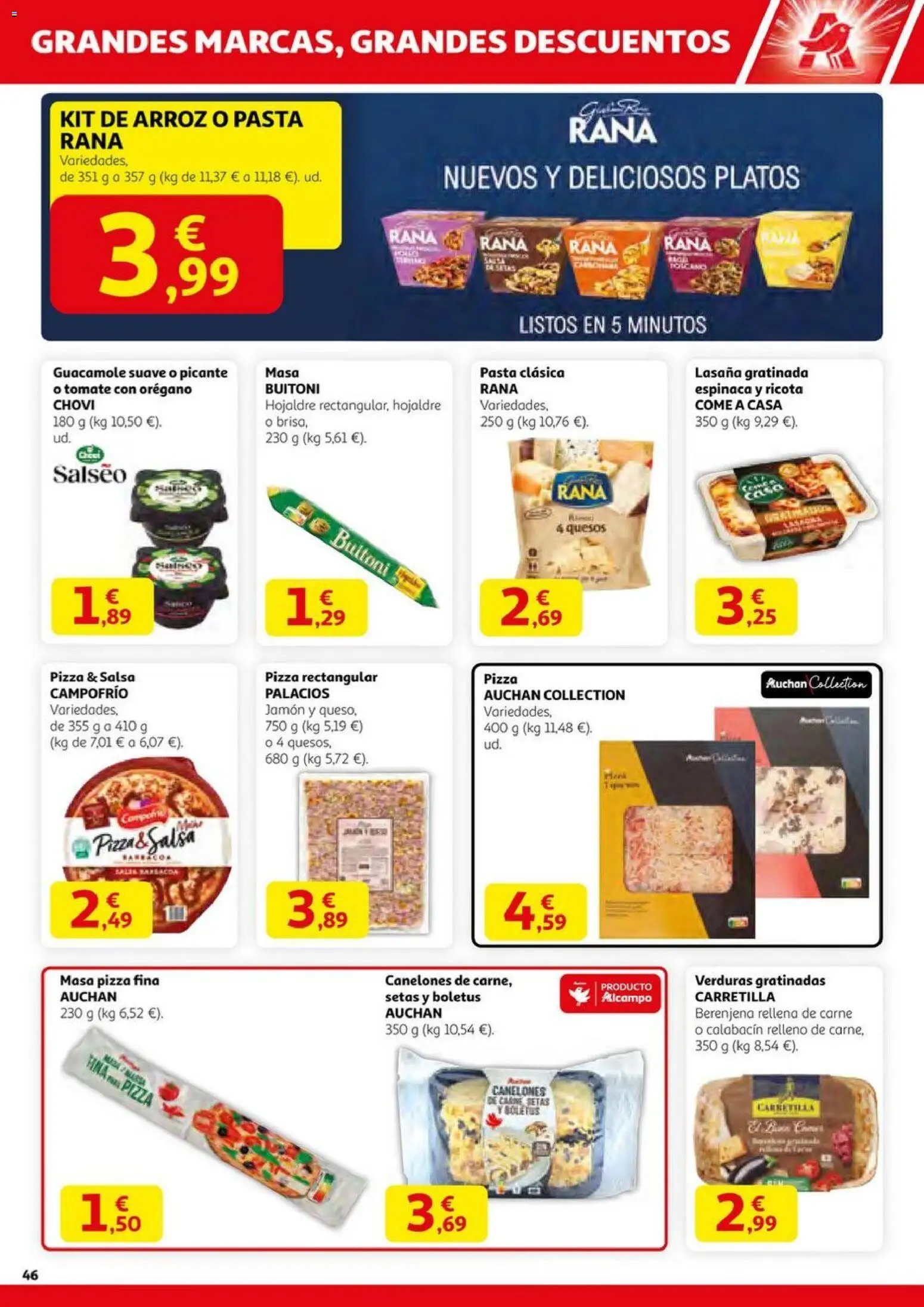 Alcampo - HG Nacional │ válido desde el 23.10.2025 | Página: 46 | Productos: Espinaca, Pizza, Guacamole, Canelones