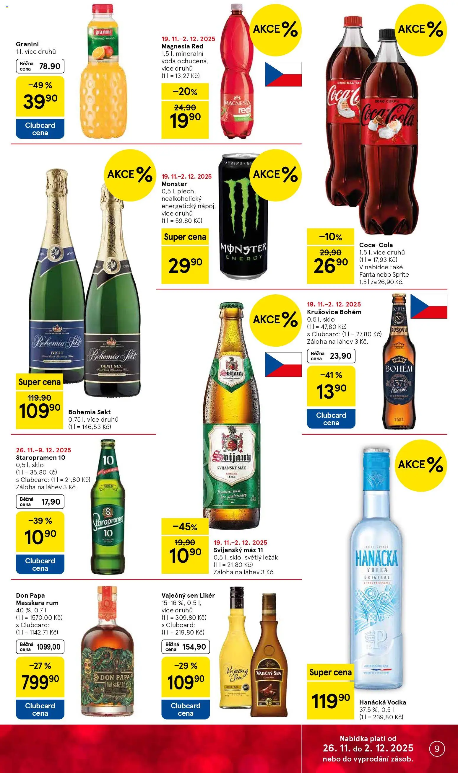Tesco Black Friday od 26.11.2025 | Strana: 9 | Produkty: Rum, Hanácká vodka, Vodka, Granini