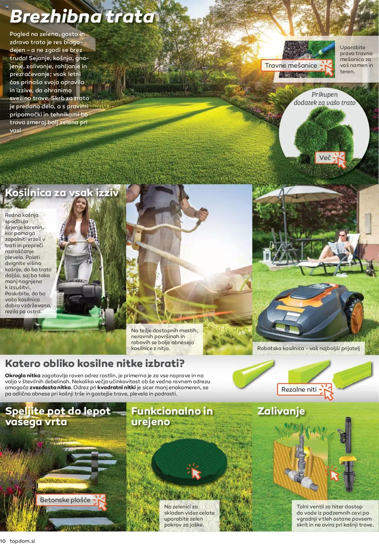 Novi Topdom katalog ponudbe – veljaven od 01.04.2025 | Stran: 10 | Izdelki: Kosilnica, Robotska kosilnica, Ventil, Zelena