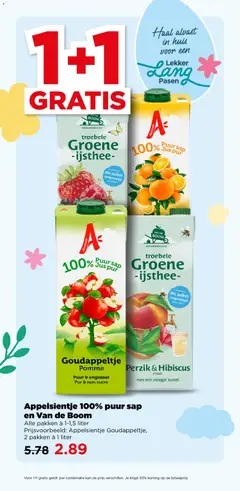 Appelsientje 100% puur sap en Van de Boom, Alle pakken à 1-1,5 liter. Prijsvoorbeeld: Appelsientje Goudappeltje, 2 pakken à 1 liter - Voorbeeld van een folder van Plus, geldig van 25.03.2026 | Pagina: 3