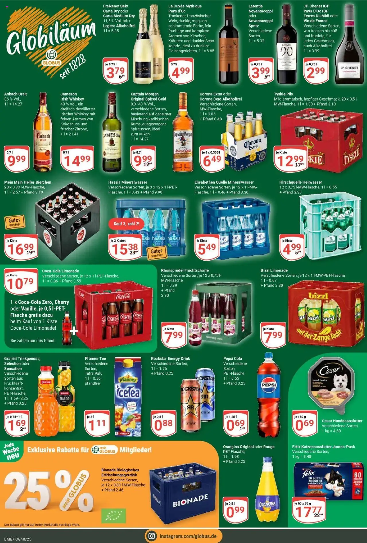 Globus prospekt Limburg	 – gültig ab 28.09.2025 | Seite: 5 | Produkte: Rockstar energy, Energy, Fruchtsaft, Whiskey