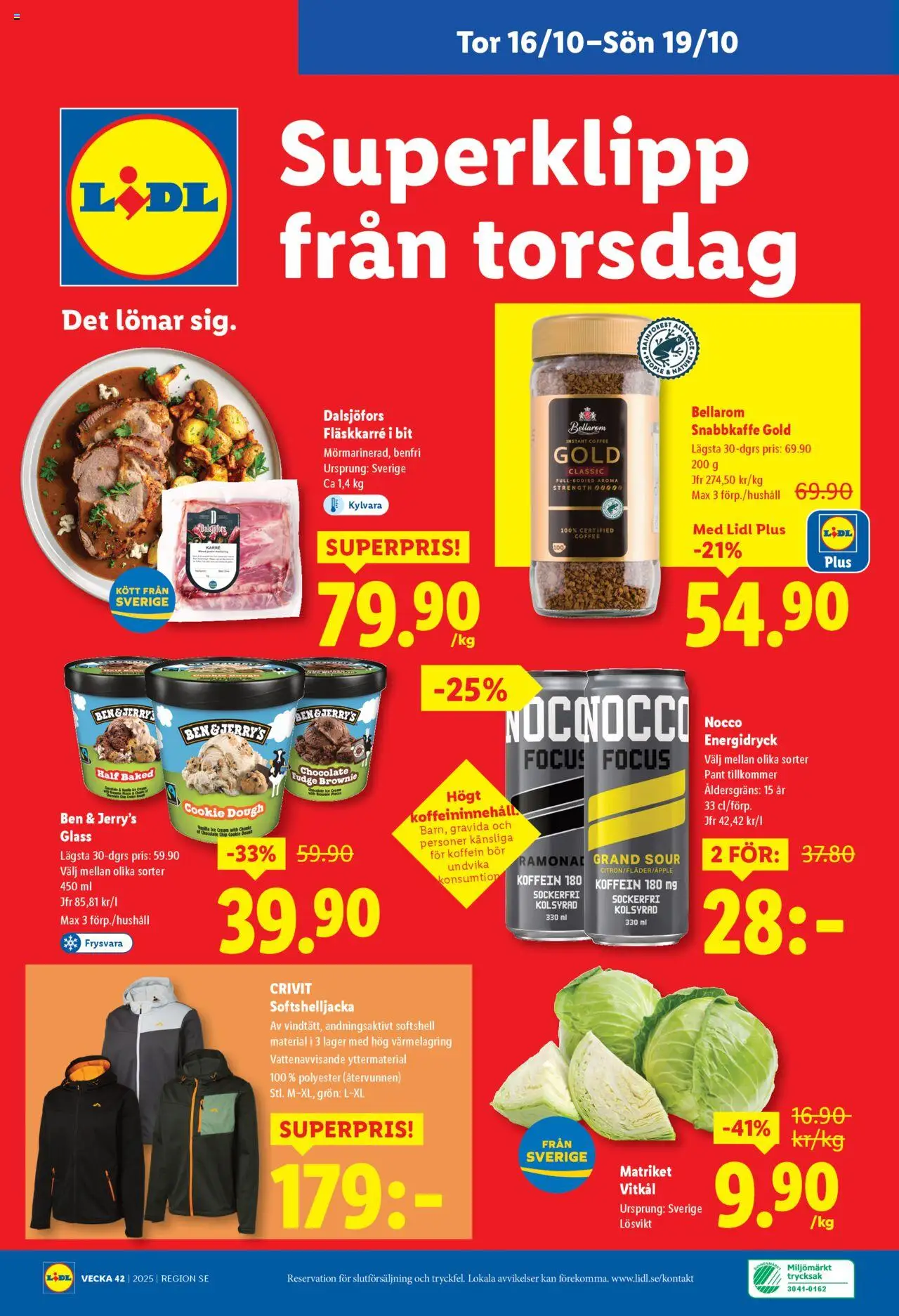 Lidl reklamblad aktuell från 13.10.2025 | Sida: 28 | Produkter: Vitkål, Energidryck, Glass