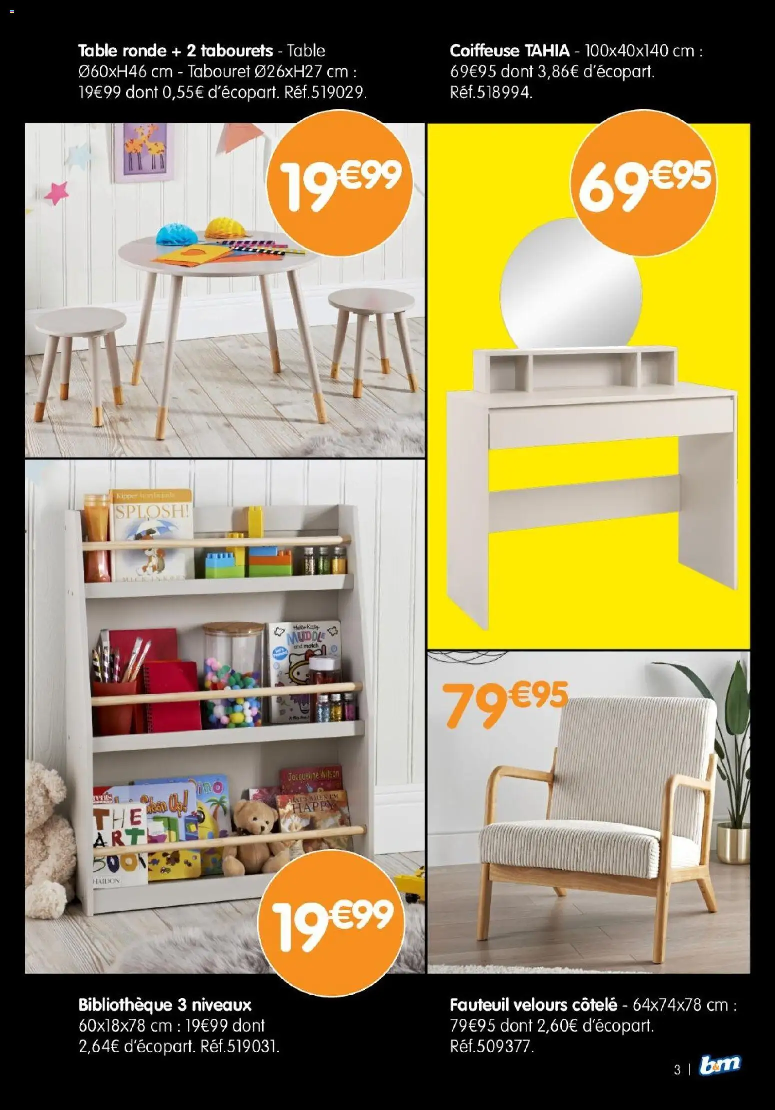{H1} | Page: 3 | Produits: Fauteuil, Table