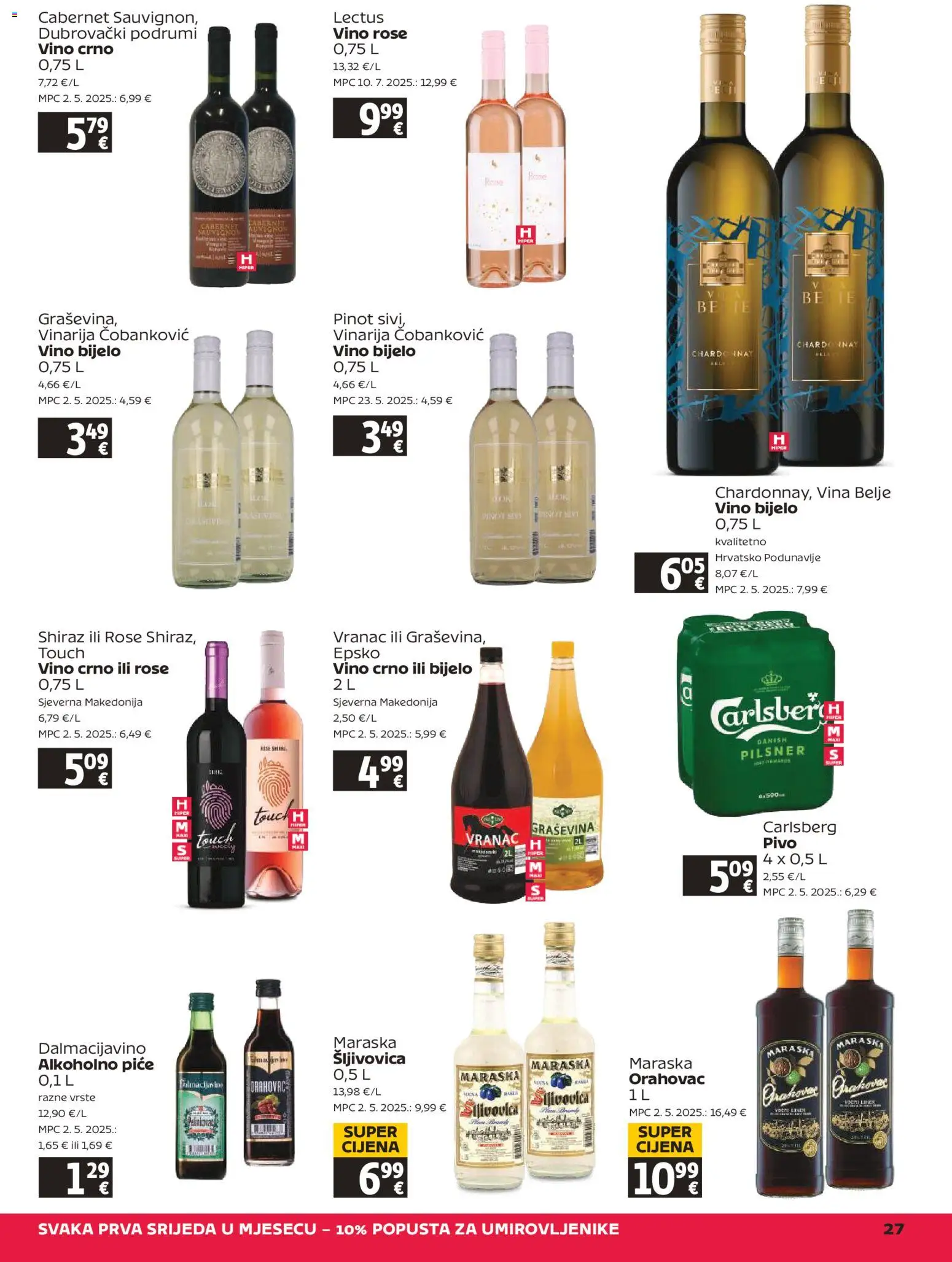 Tommy katalog | vrijedi od 26.02.2026 | Stranica: 27 | Proizvodi: Šljivovica, Bijelo vino, Vino, Pivo