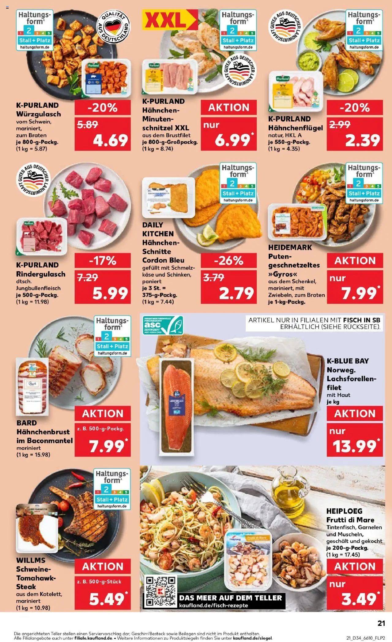 Kaufland prospekt Pulheim	 - gültig ab dem 21.08.2025 | Seite: 21 | Produkte: Rindergulasch, Garnelen, Fisch, Gyros