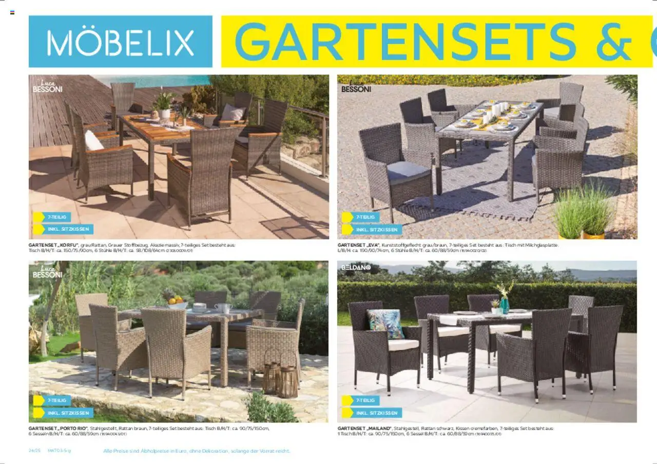 Möbelix Gartenmöbelprospekt gültig ab 10.03.2025 | Seite: 24 | Produkte: Kissen, Sessel, Tisch
