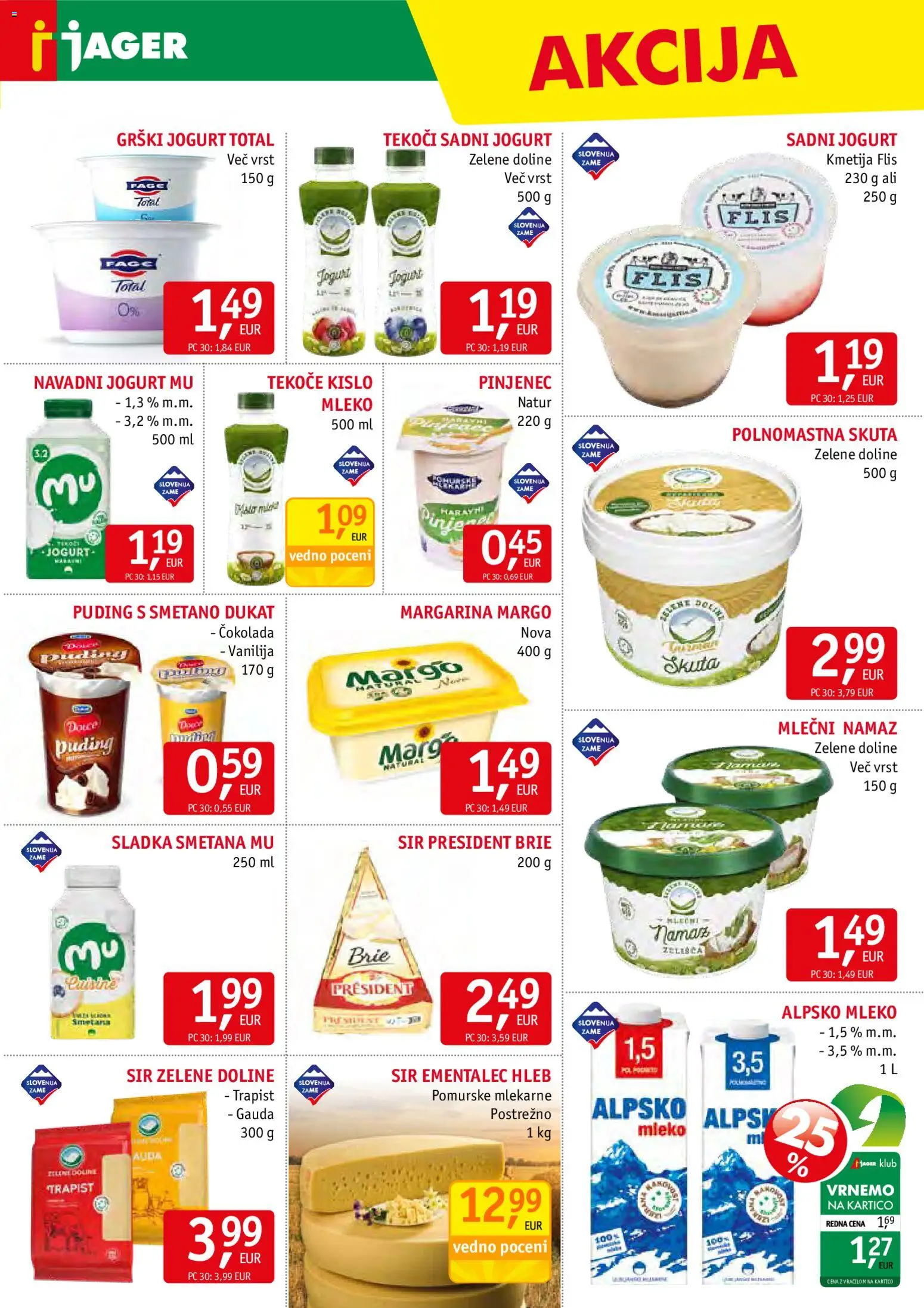 Novi Jager katalog ponudbe – veljaven od 12.11.2025 | Stran: 5 | Izdelki: Ementalec, Margarina, Namaz, Jogurt