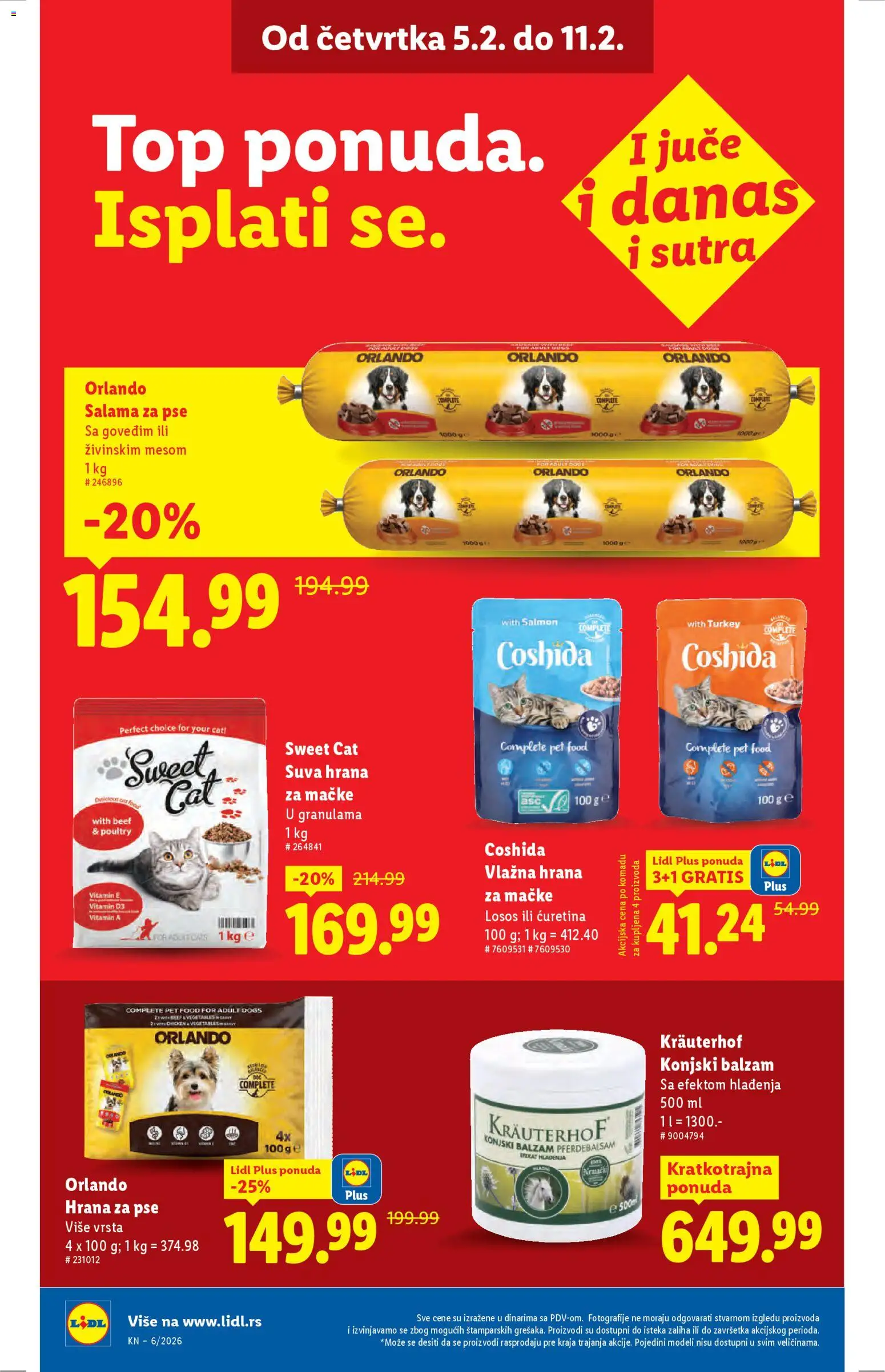 Lidl katalog - važi od 05.02.2026 | Strana: 26 | Proizvode: Hrana za pse, Hrana za mačke, Losos, Salama