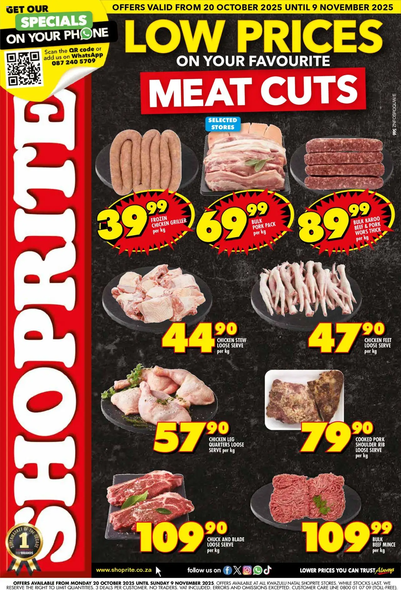 New Shoprite catalogue – valid from 20.10.2025 | Page: 1 | Products: Phone, Chicken, Pork, Beef