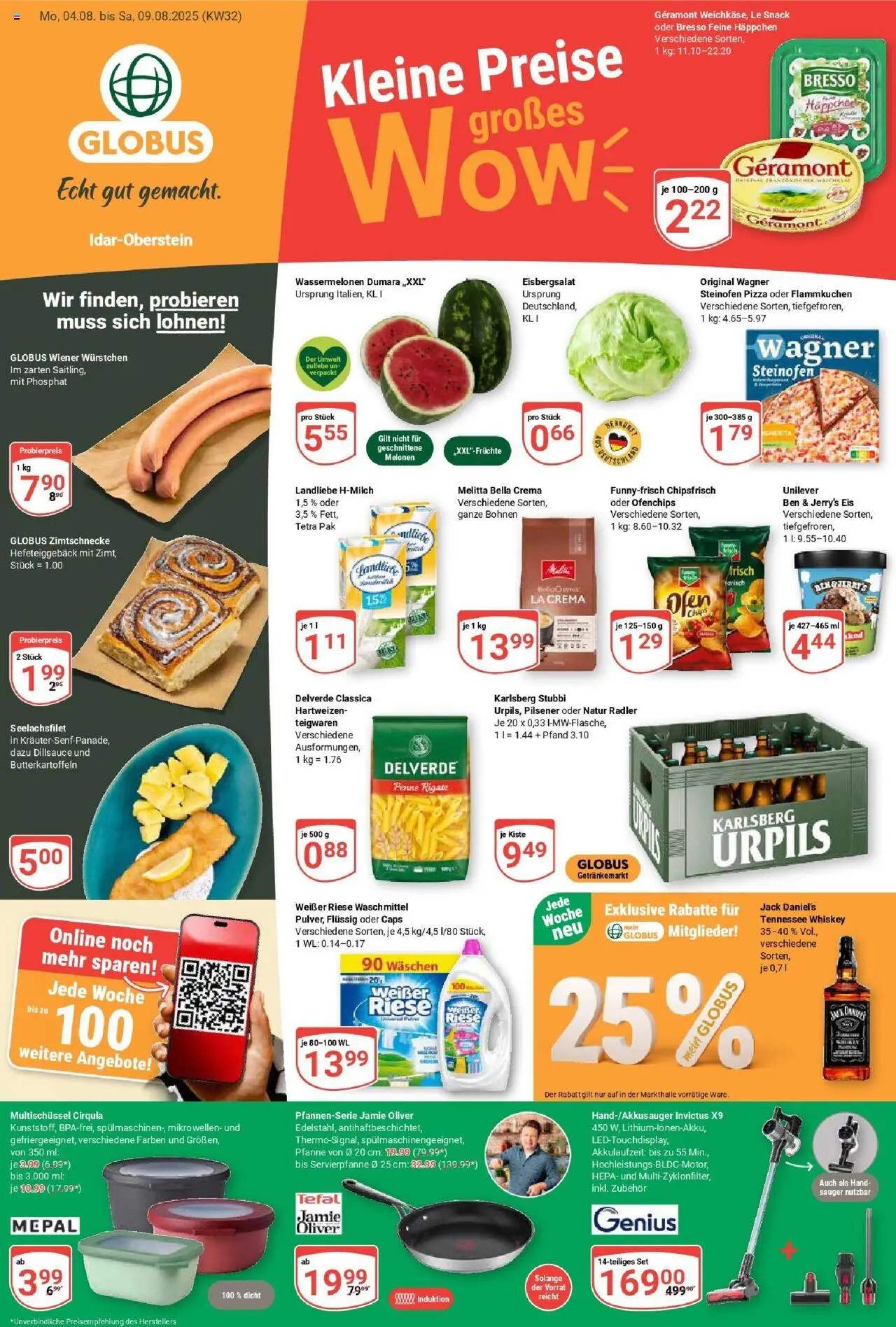 Globus prospekt Idar-Oberstein	 - gültig ab dem 03.08.2025 | Seite: 1 | Produkte: Ben & Jerry's, Radler, Waschmittel, Eis