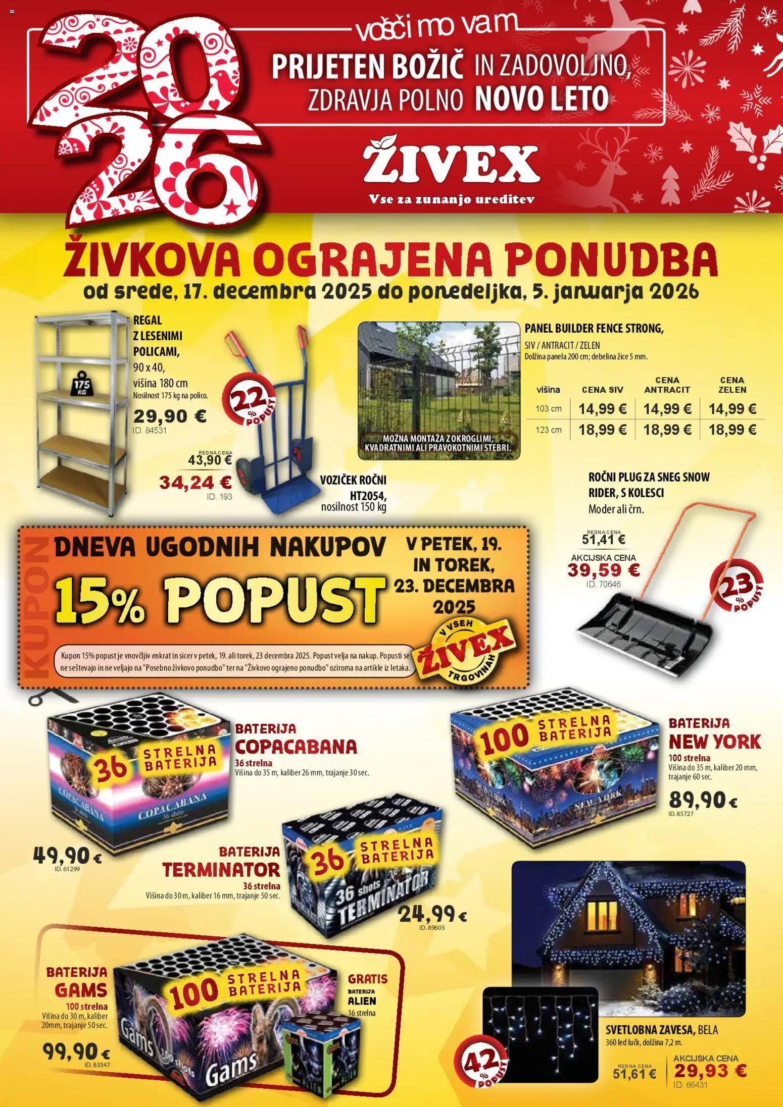 Novi Živex katalog ponudbe – veljaven od 17.12.2025 | Stran: 1 | Izdelki: Baterija, Regal, Voziček