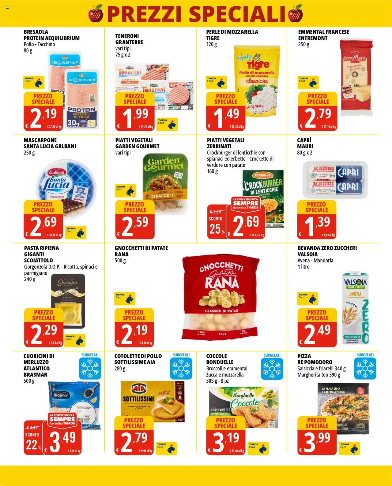 Volantino Tigros del 14.10.2025 | Pagina: 2 | Prodotti: Latte, Pasta, Mascarpone, Hamburger