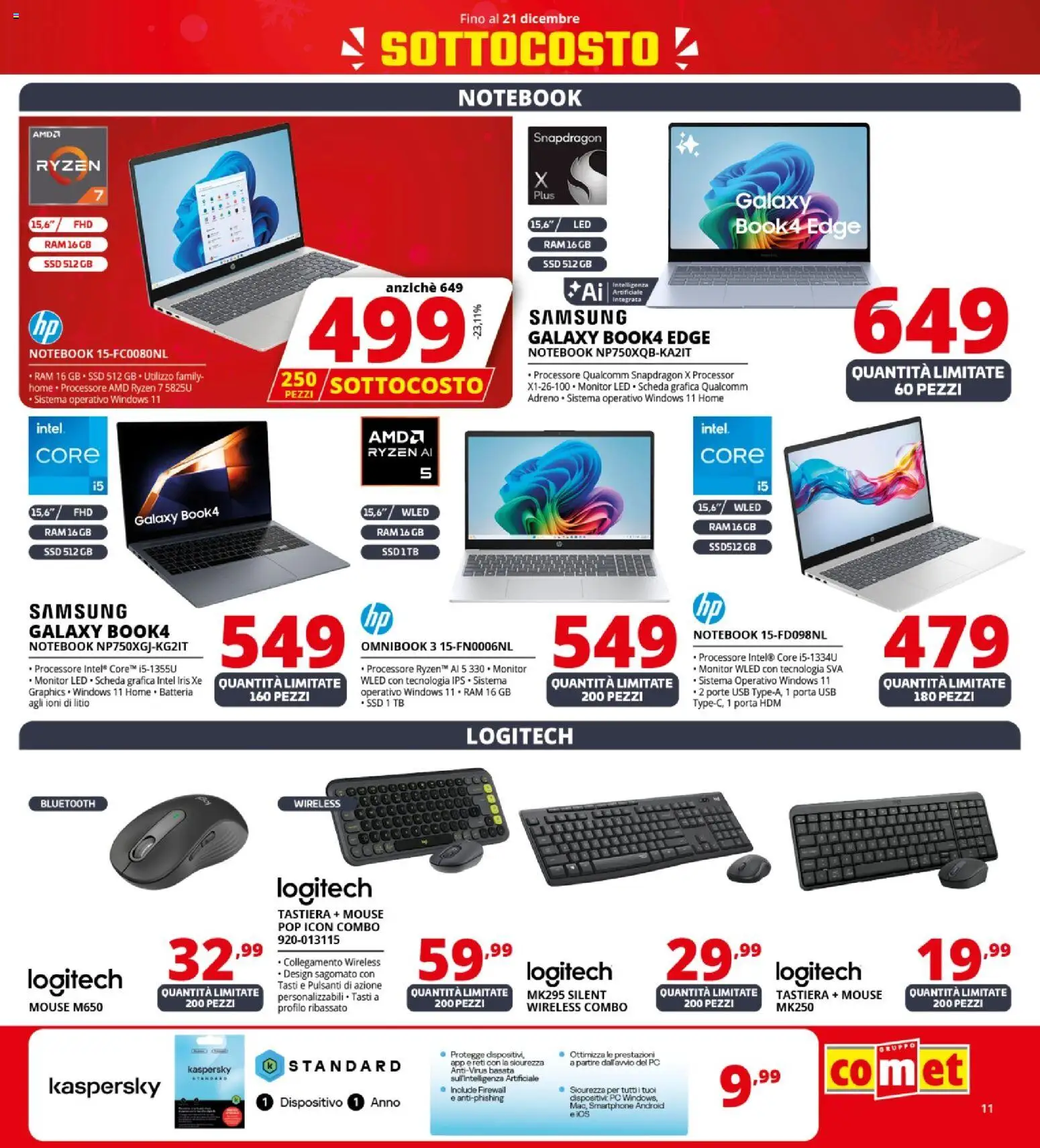 Volantino Comet del 12.12.2025 | Pagina: 11 | Prodotti: Monitor, PC, Tastiera, Samsung