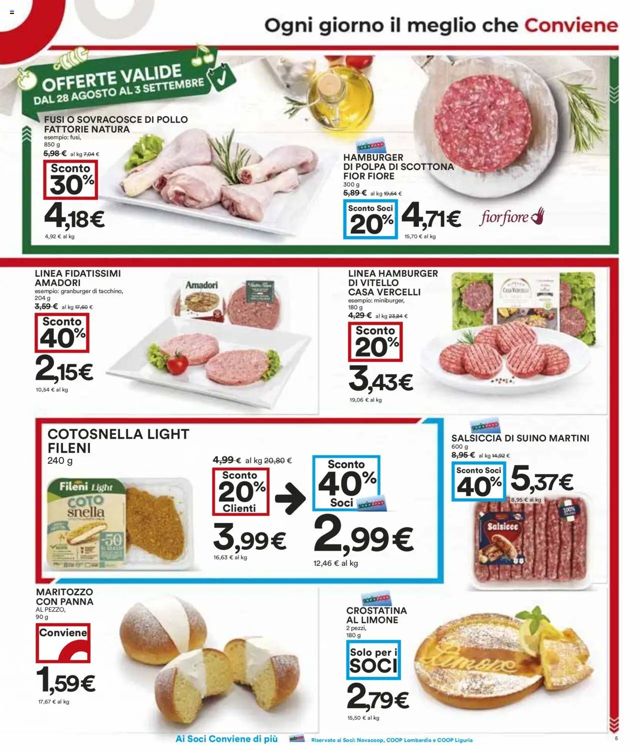 Volantino COOP del 21.08.2025 | Pagina: 5 | Prodotti: Suino, Limone, Salsiccia, Hamburger