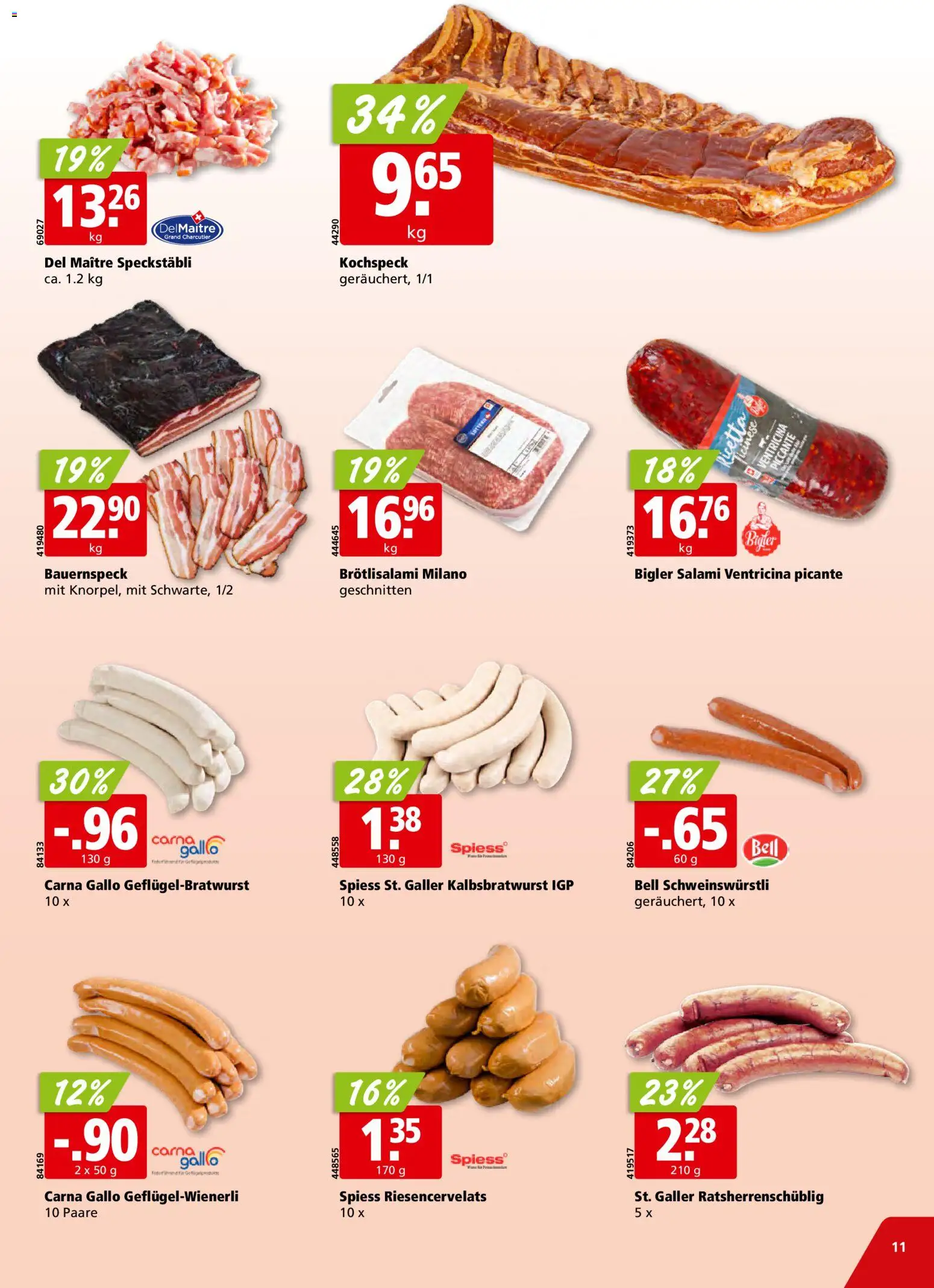 Aligro Aktionen Schlieren, Gossau SG, Frauenfeld, Rapperswil-Jona, Sargans, Bern, Brüttisellen, Pratteln, Emmen, Spreitenbach – gültig ab 26.01.2026 | Seite: 11 | Produkte: Salami