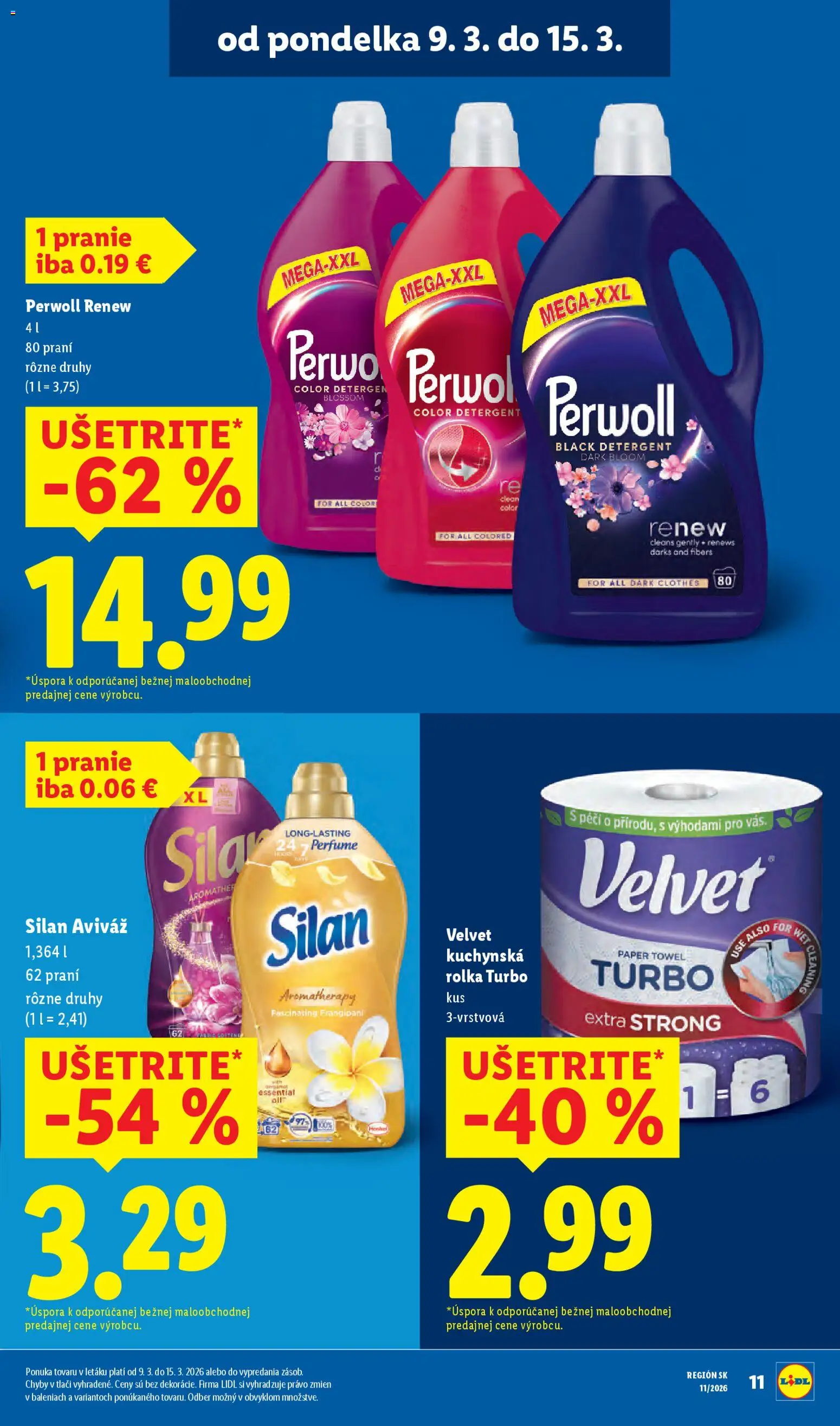 Nové Lidl akcie – leták je platný od 09.03.2026 | Strana: 13 | Produkty: Perwoll, Silan, Aviváž