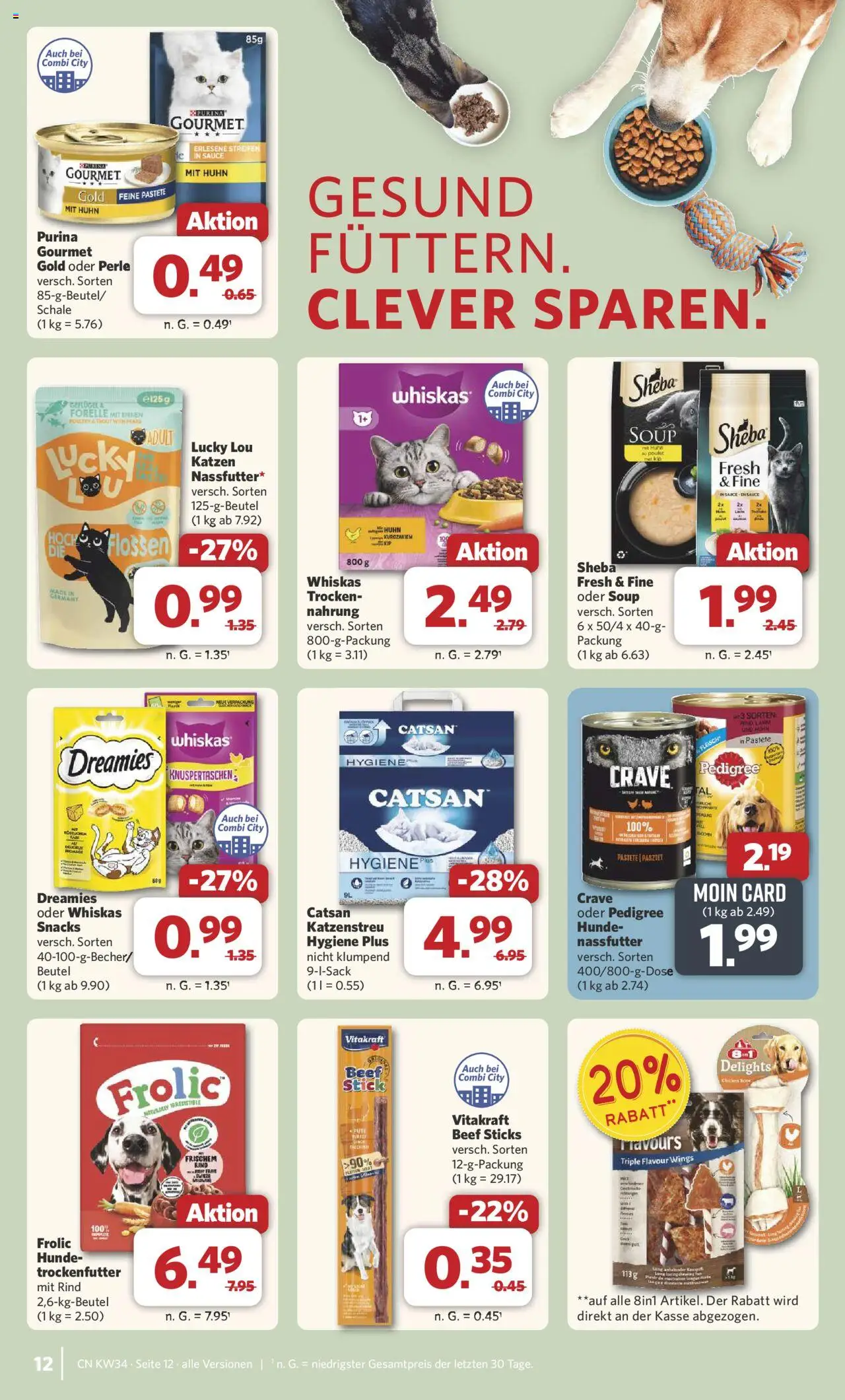 Combi Prospekt 	 - gültig ab dem 18.08.2025 | Seite: 13 | Produkte: Catsan, Sheba, Pedigree, Fleisch