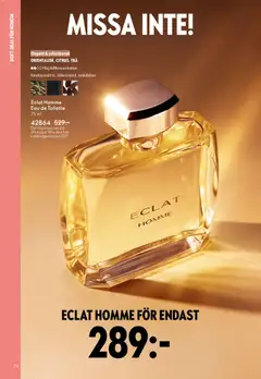 Eclat Homme Eau de Toilette, Elegant & sofistikerad ORIENTALISK, CITRUS, TRÄ. Hög doftkoncentration, himalayanskt te, läderackord, tonkabönor. 75 ml. - Förhandsvisning av reklamblad från butik Oriflame aktuell från 29.10.2025 | Sida: 74
