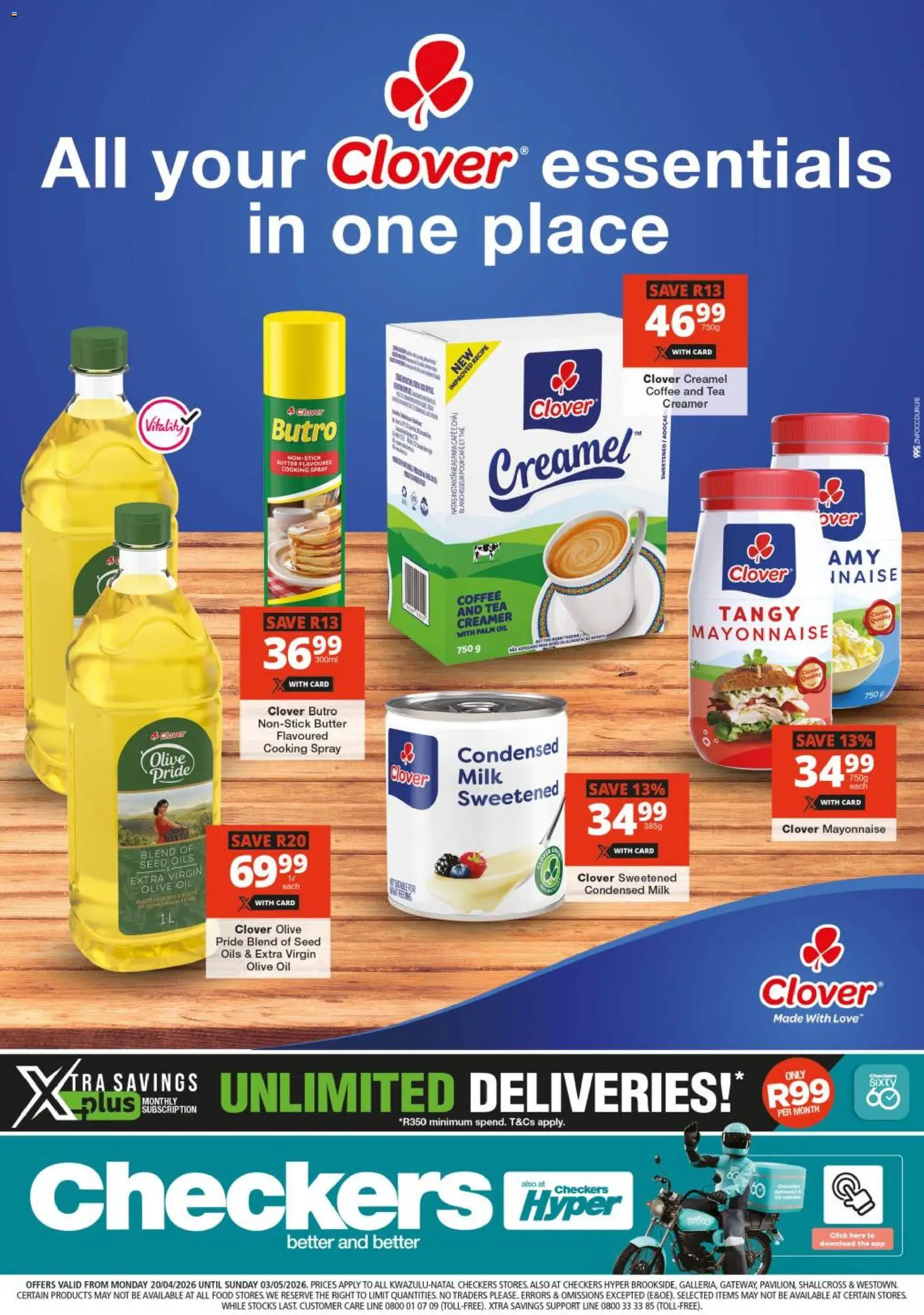 New Checkers catalogue – valid from 20.04.2026 | Page: 1 | Products: Butter, Oil, Coffee, Tea