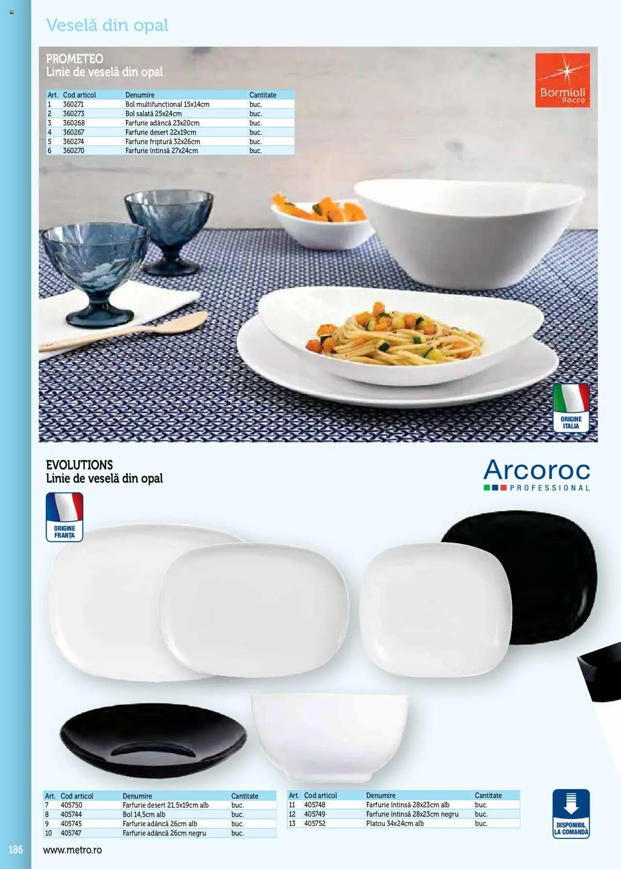 Noul catalog Metro – valabil de la 17.09.2025 | Pagină: 186 | Produse: Bol, Farfurie, Salată