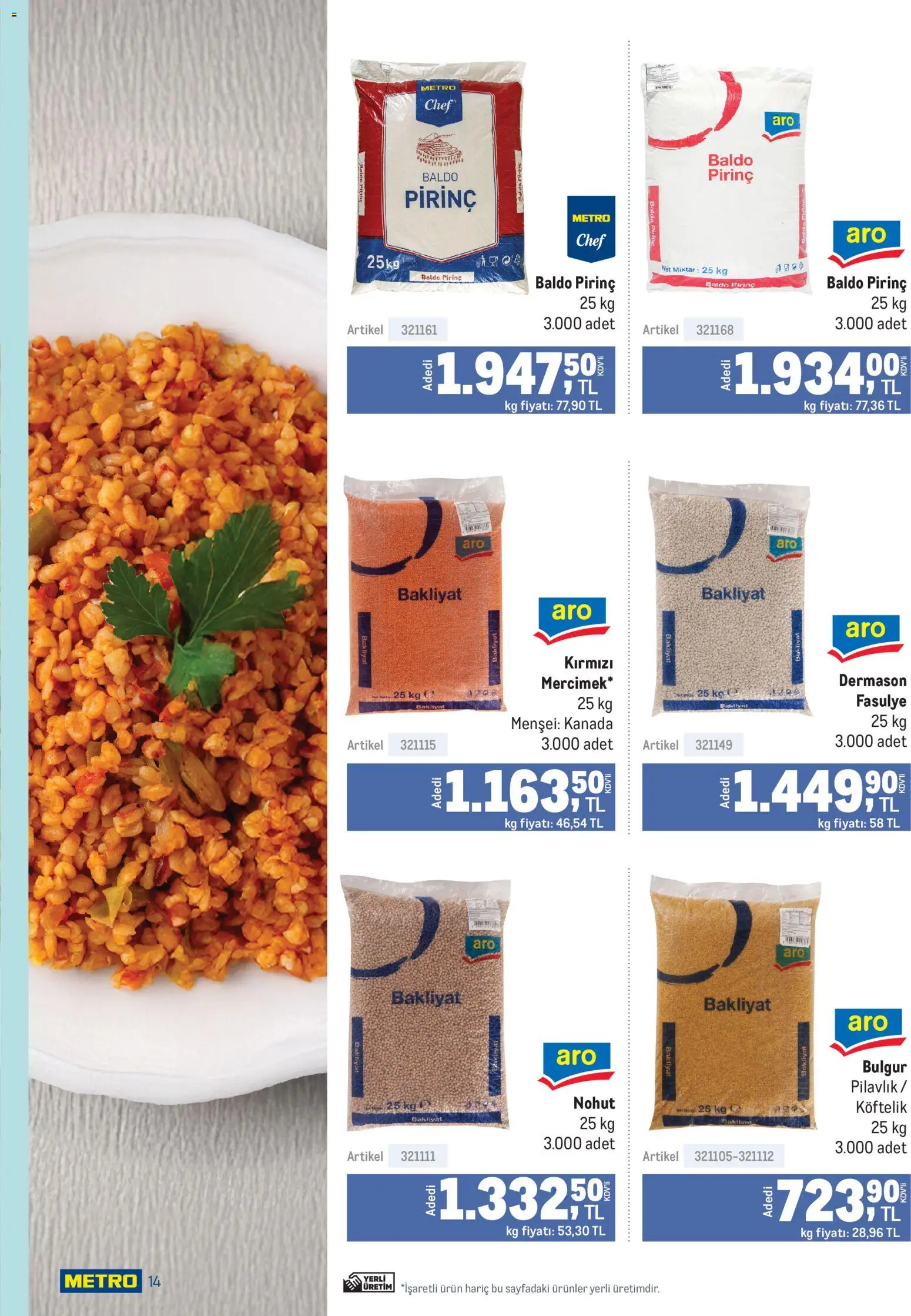 Metro - Lokantalar - 07.01.2026 tarihinden itibaren geçerlidir | Sayfa: 14 | Ürünler: Fasulye, Pirinç
