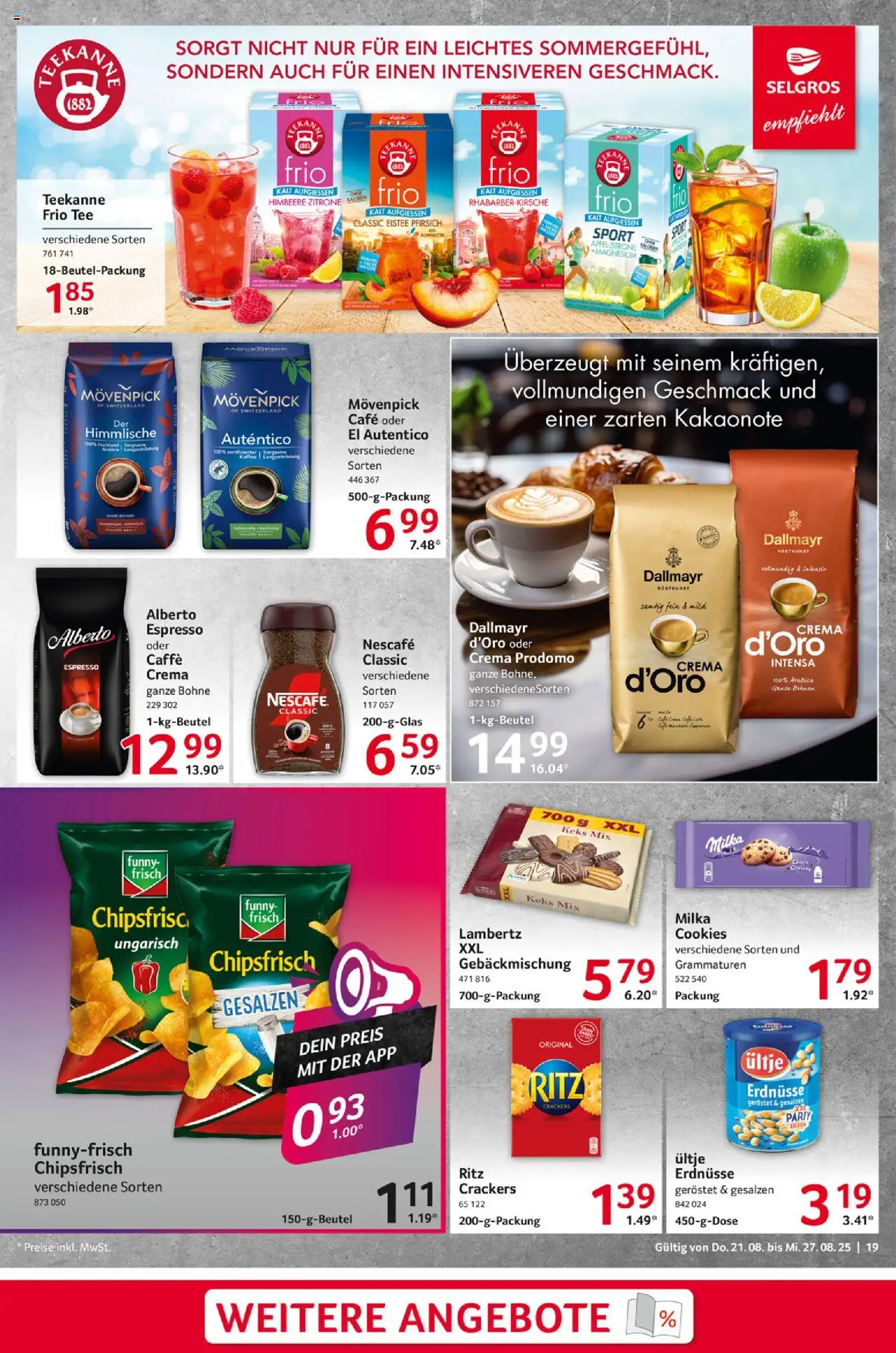 Selgros Prospekt 	 - gültig ab dem 21.08.2025 | Seite: 19 | Produkte: Ultje erdnusse, Kaffee, Lampe, Pfirsich