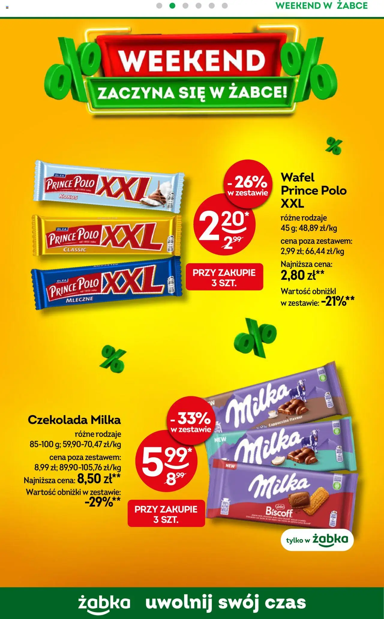 Żabka Gazetka - Weekendowe promocje od 17.10.2025 | Strona: 3 | Produkty: Prince polo xxl, Cappuccino, Milka, Czekolada