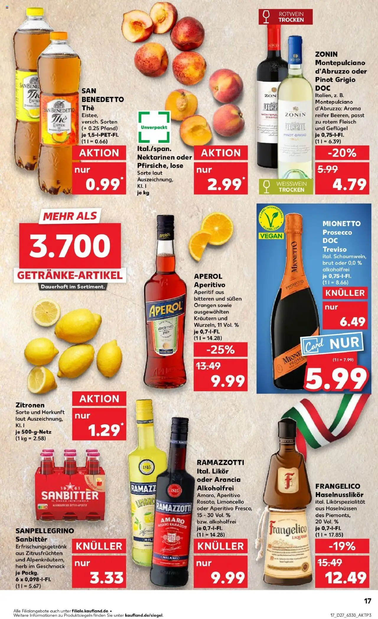 Kaufland prospekt Gütersloh	 - gültig ab dem 03.07.2025 | Seite: 17 | Produkte: Rotwein, Rotwein trocken, Orangen, Ramazzotti