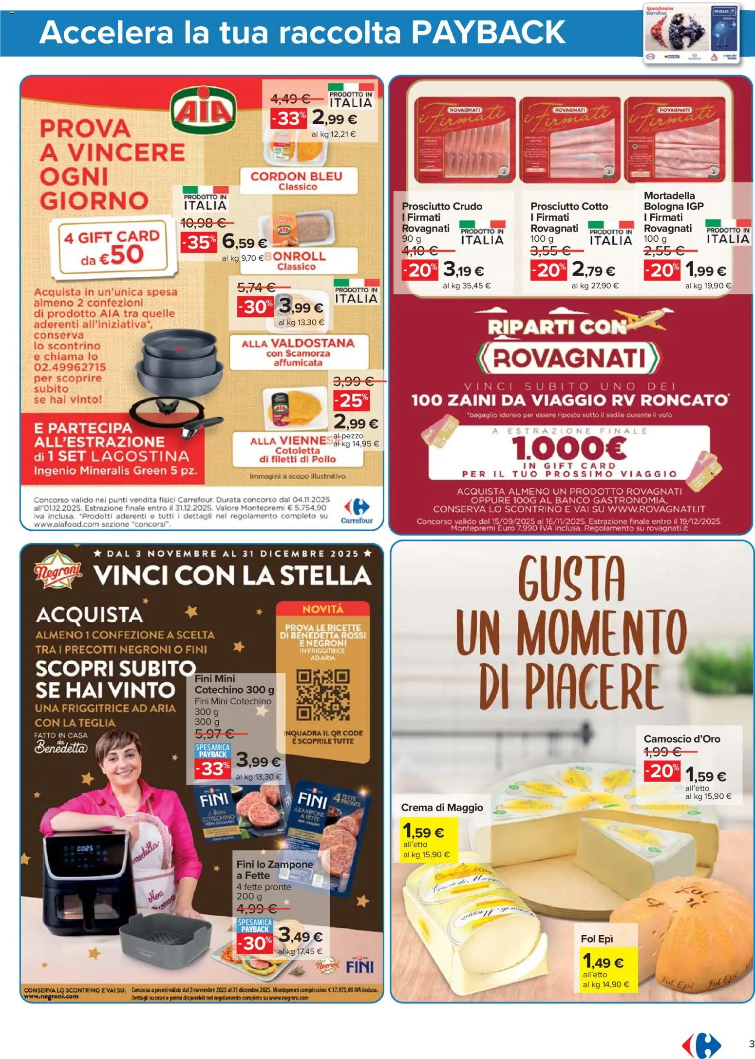 Volantino Carrefour del 07.11.2025 | Pagina: 3 | Prodotti: Crema, Prosciutto Cotto, Pollo, Mortadella