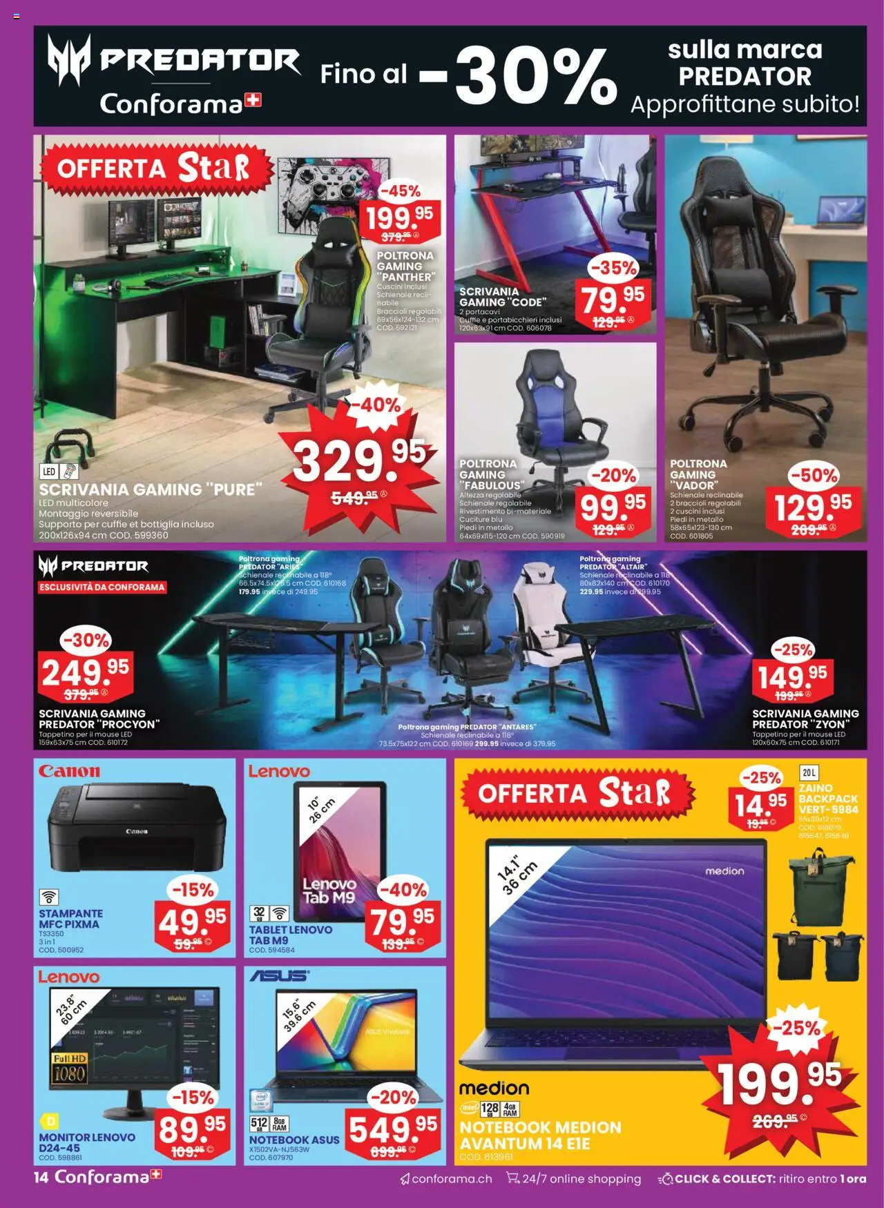 Conforama Aktionen IT – gültig ab 01.10.2025 | Seite: 14 | Produkte: Notebook, Monitor, Tablet, Lenovo