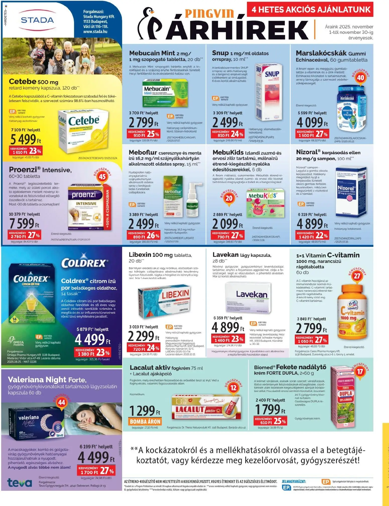 Pingvin Patika akciós ujság - amely érvényes a következő dátumtól: 01.11.2025 | Oldal: 4 | Termékek: Egér, Virag, Gomba, Citrom