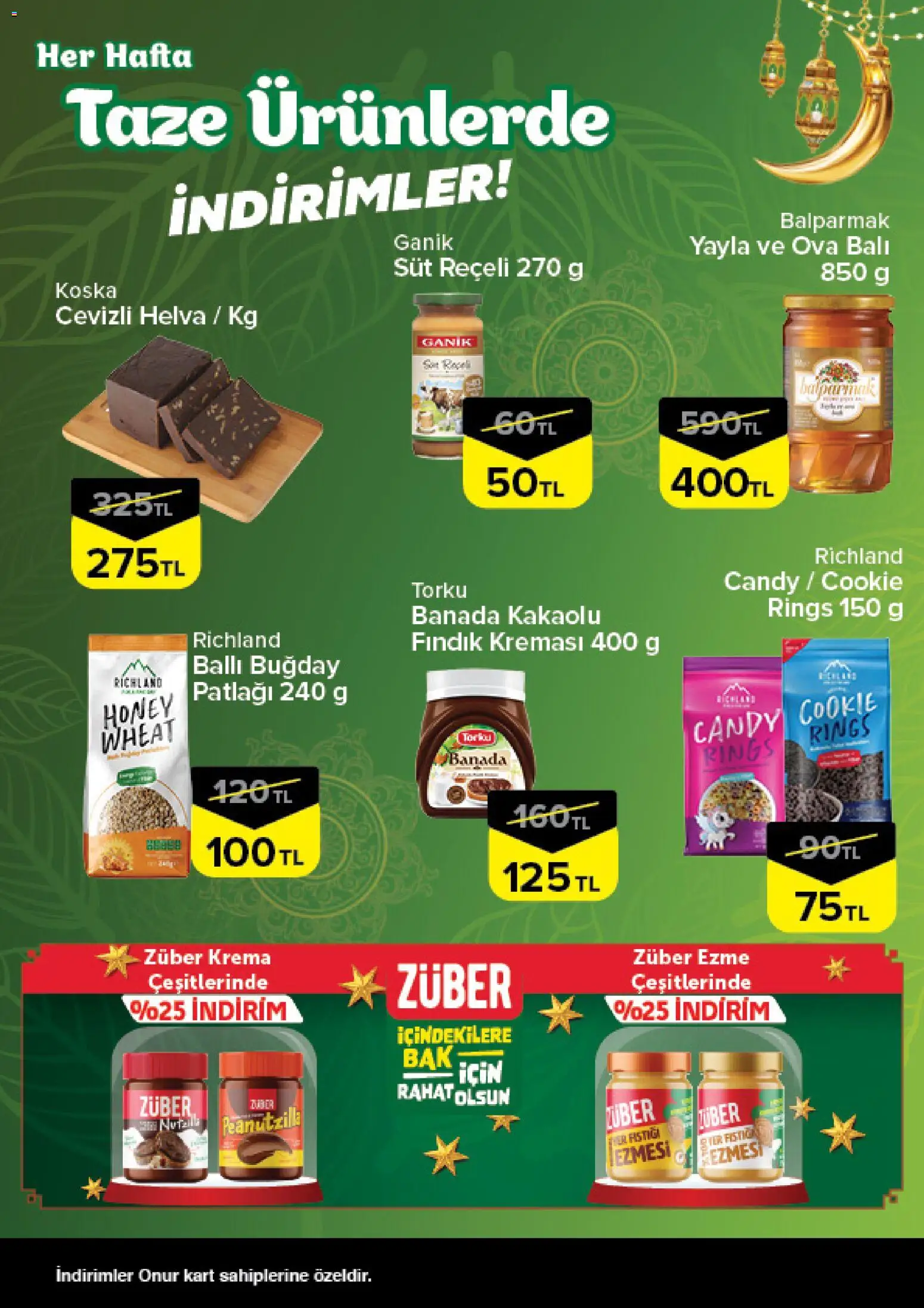 Onur Market Taze Ürünlerde İndirimler - Bursa - 12.02.2026 tarihinden itibaren geçerlidir | Sayfa: 4 | Ürünler: Süt, Fındık, Krema