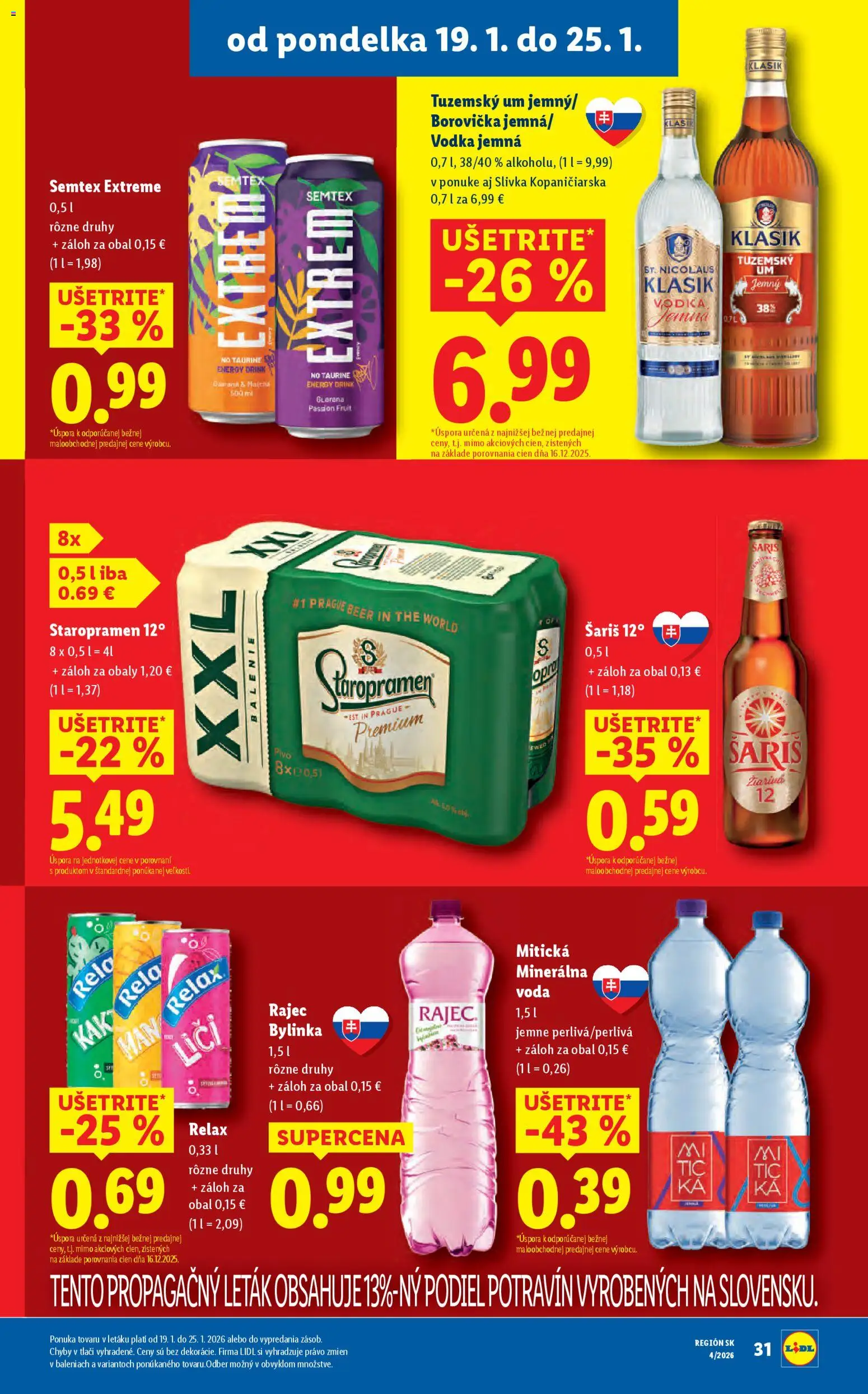 Nové Lidl akcie – leták je platný od 19.01.2026 | Strana: 35 | Produkty: Liči, Šariš, Staropramen, Vodka
