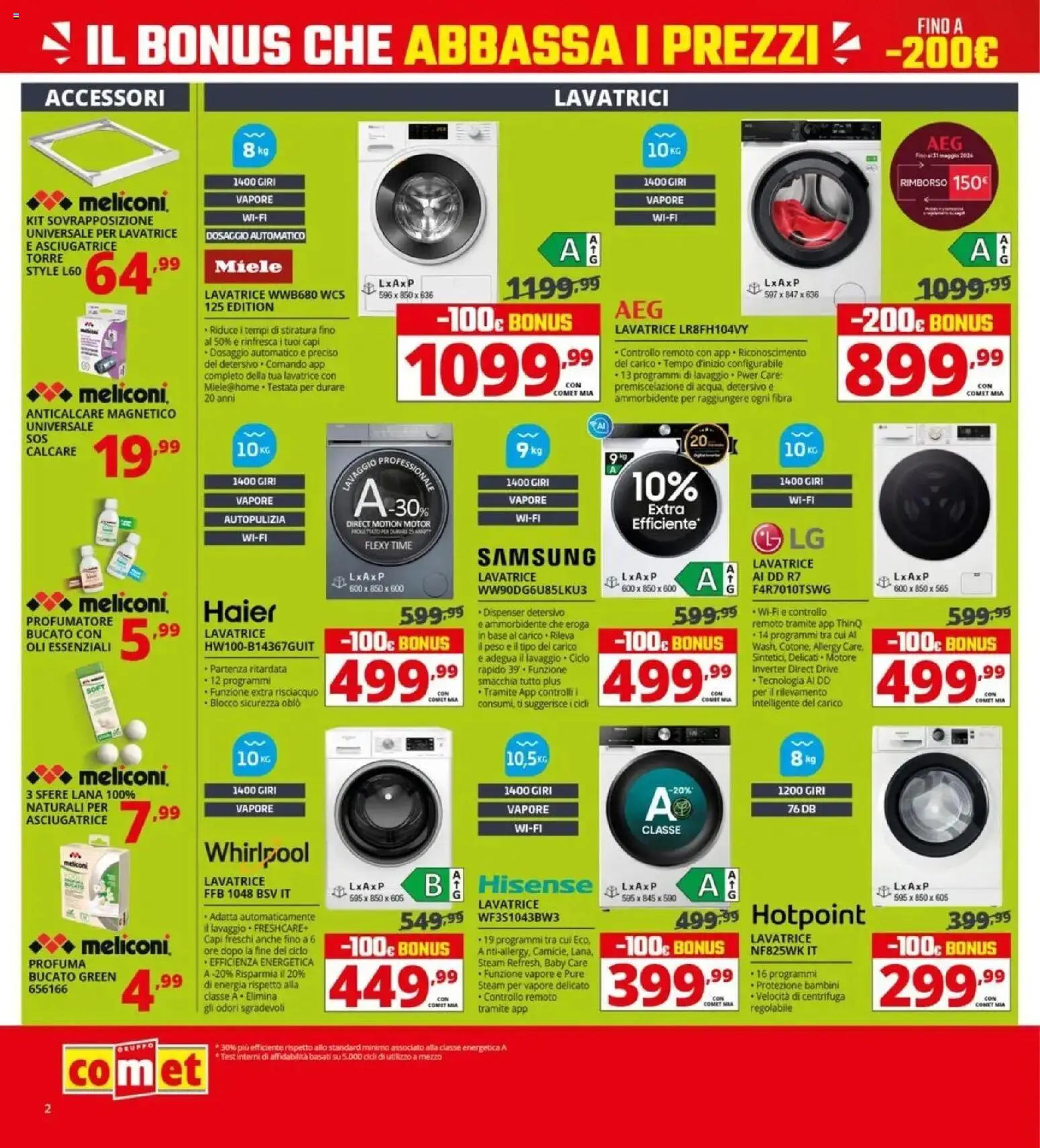 Volantino Comet del 09.04.2026 | Pagina: 2 | Prodotti: Ammorbidente, Anticalcare, Lavatrice, Miele