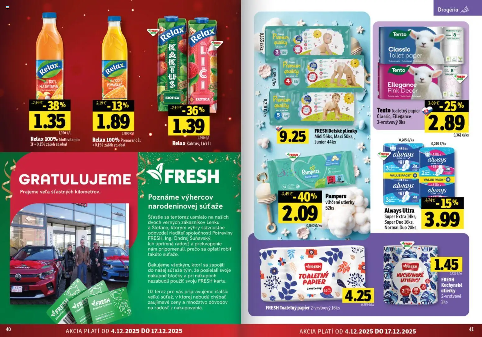 Nové Fresh akcie – leták je platný od 04.12.2025 | Strana: 21 | Produkty: Liči, Toaletný papier, Plienky, Pampers