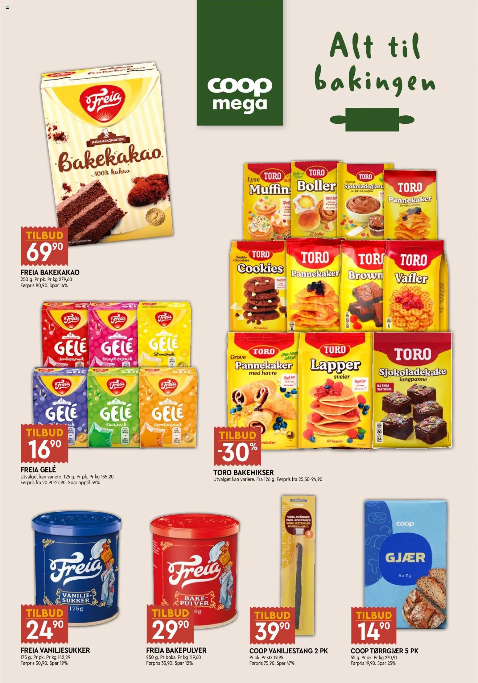 {H1} | Side: 9 | Produkter: Gjær, Bakepulver, Skrue, Mikrovalovka