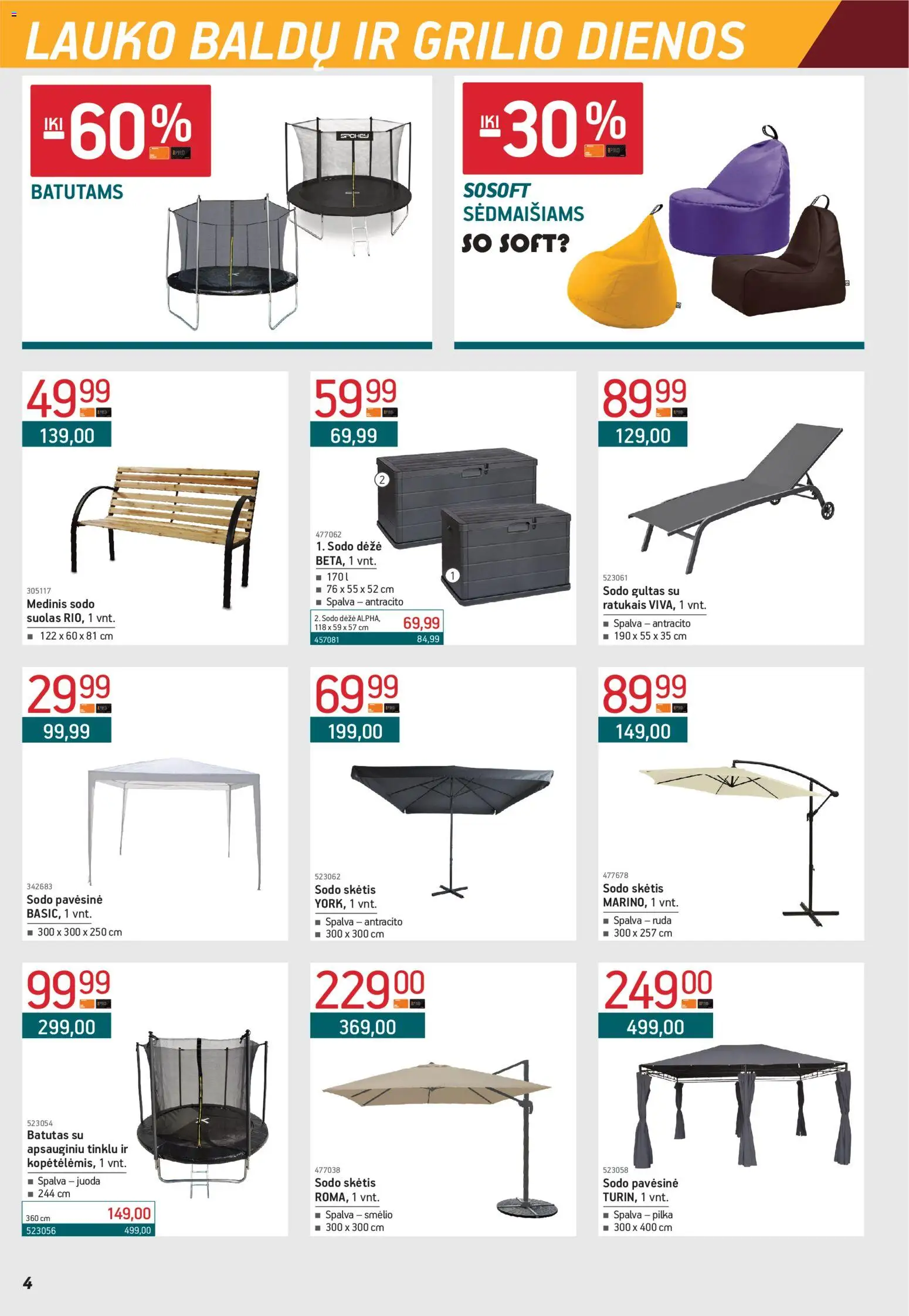 ERMITAŽAS akcijos nuo 04.05.2026 | Puslapis: 4 | Prekių: Gultas, Skėtis, Dėžė