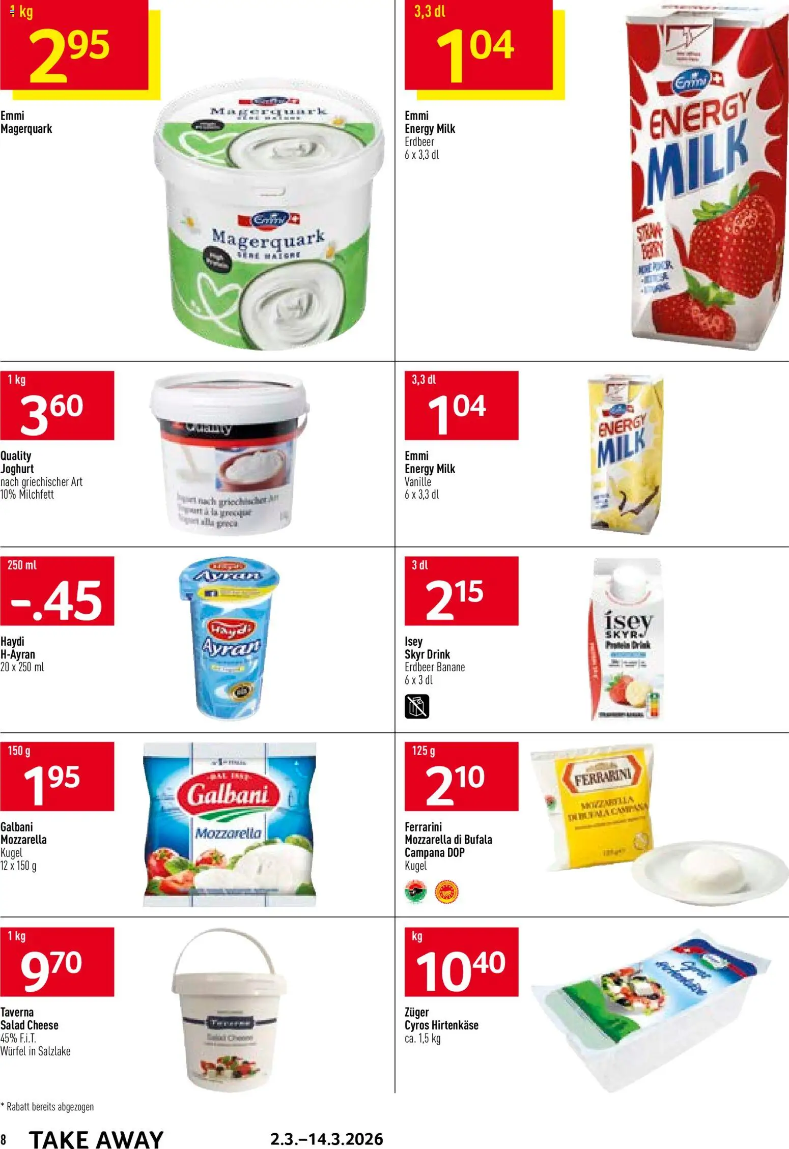 Prodega Aktionen Take Away – gültig ab 02.03.2026 | Seite: 8 | Produkte: Joghurt