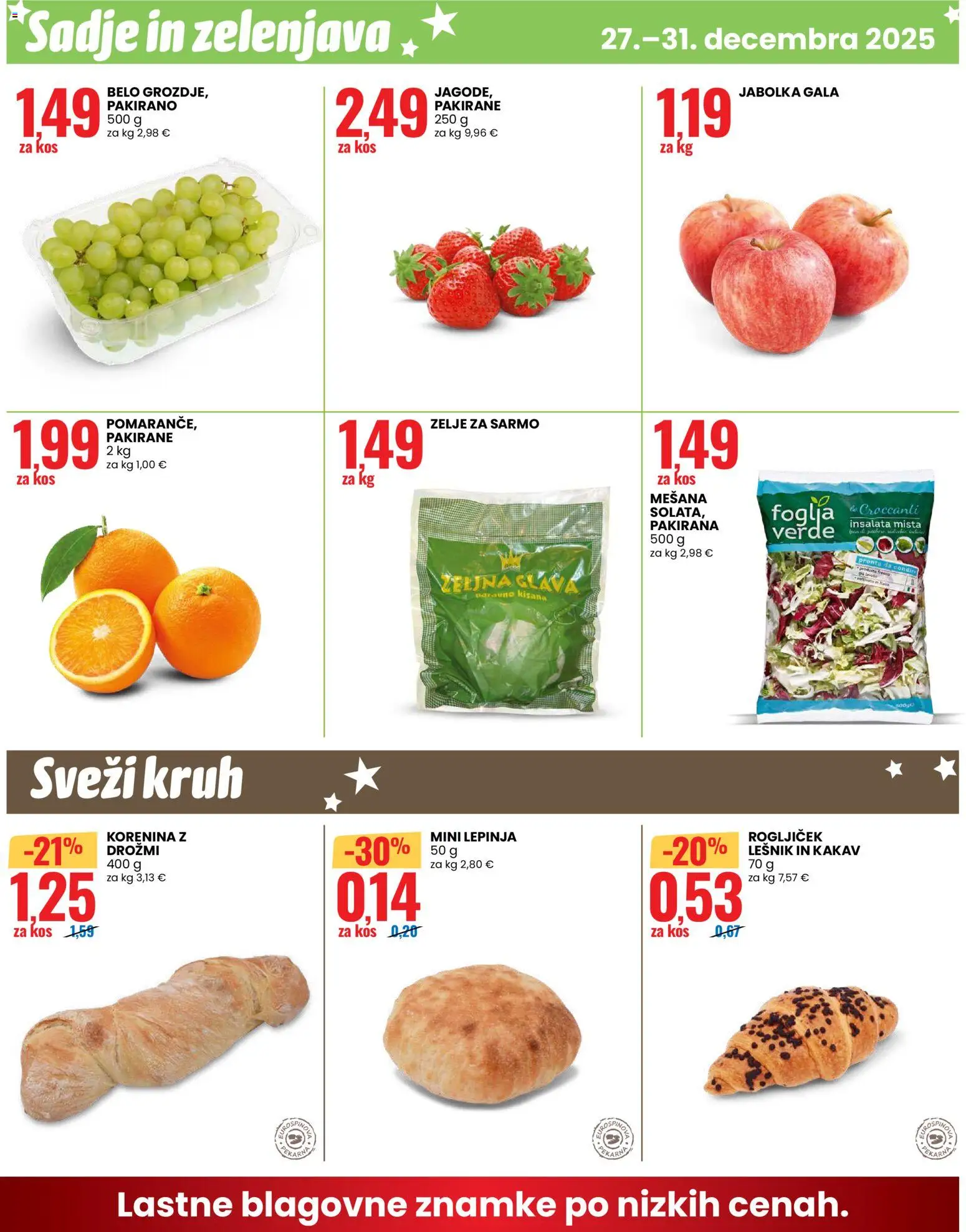 Novi Eurospin katalog ponudbe – veljaven od 27.12.2025 | Stran: 12 | Izdelki: Kakav, Kruh, Jabolka, Sadje