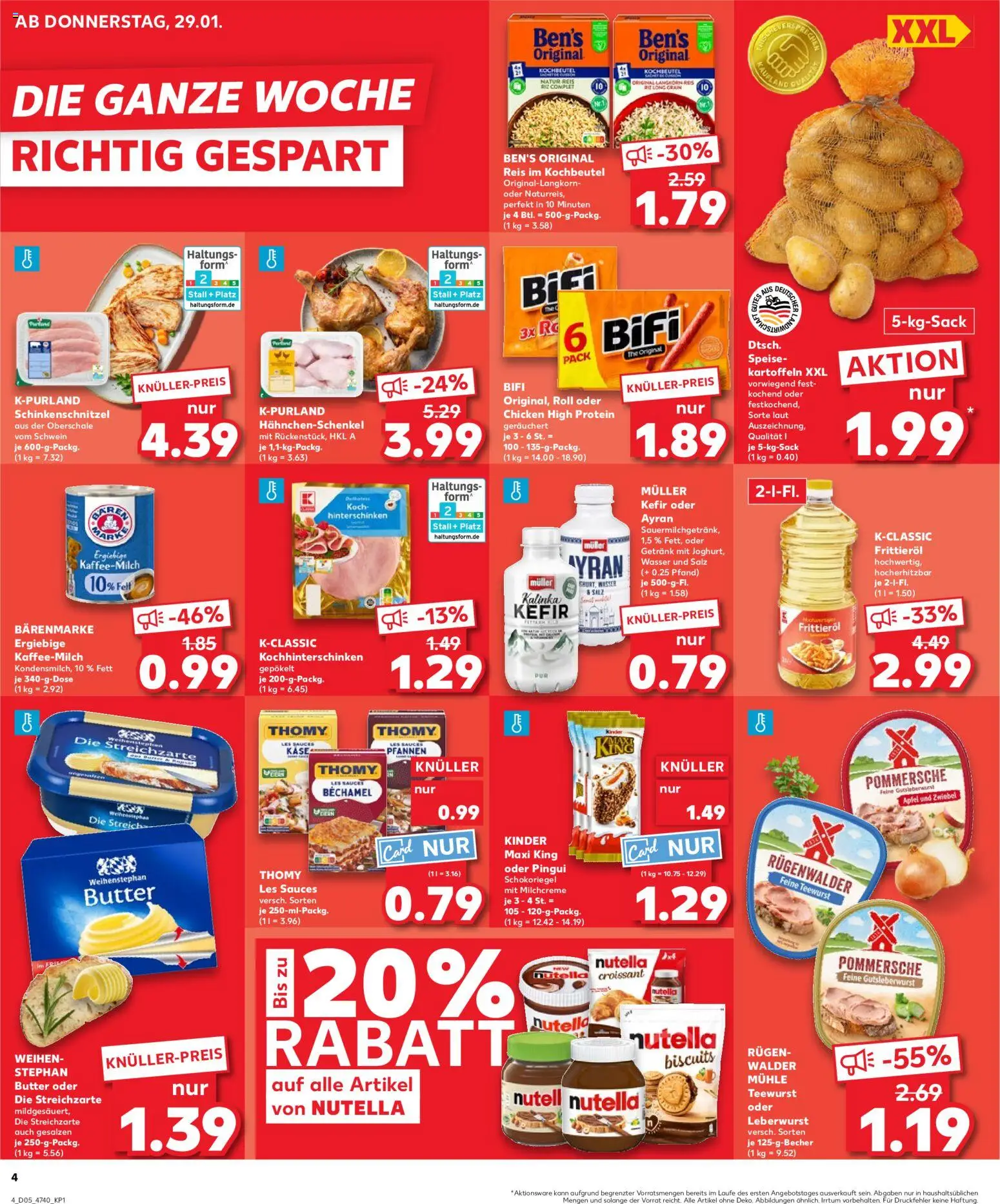Kaufland prospekt Hannover	 – gültig ab 29.01.2026 | Seite: 4 | Produkte: Kefir, Butter, Nutella, Reis