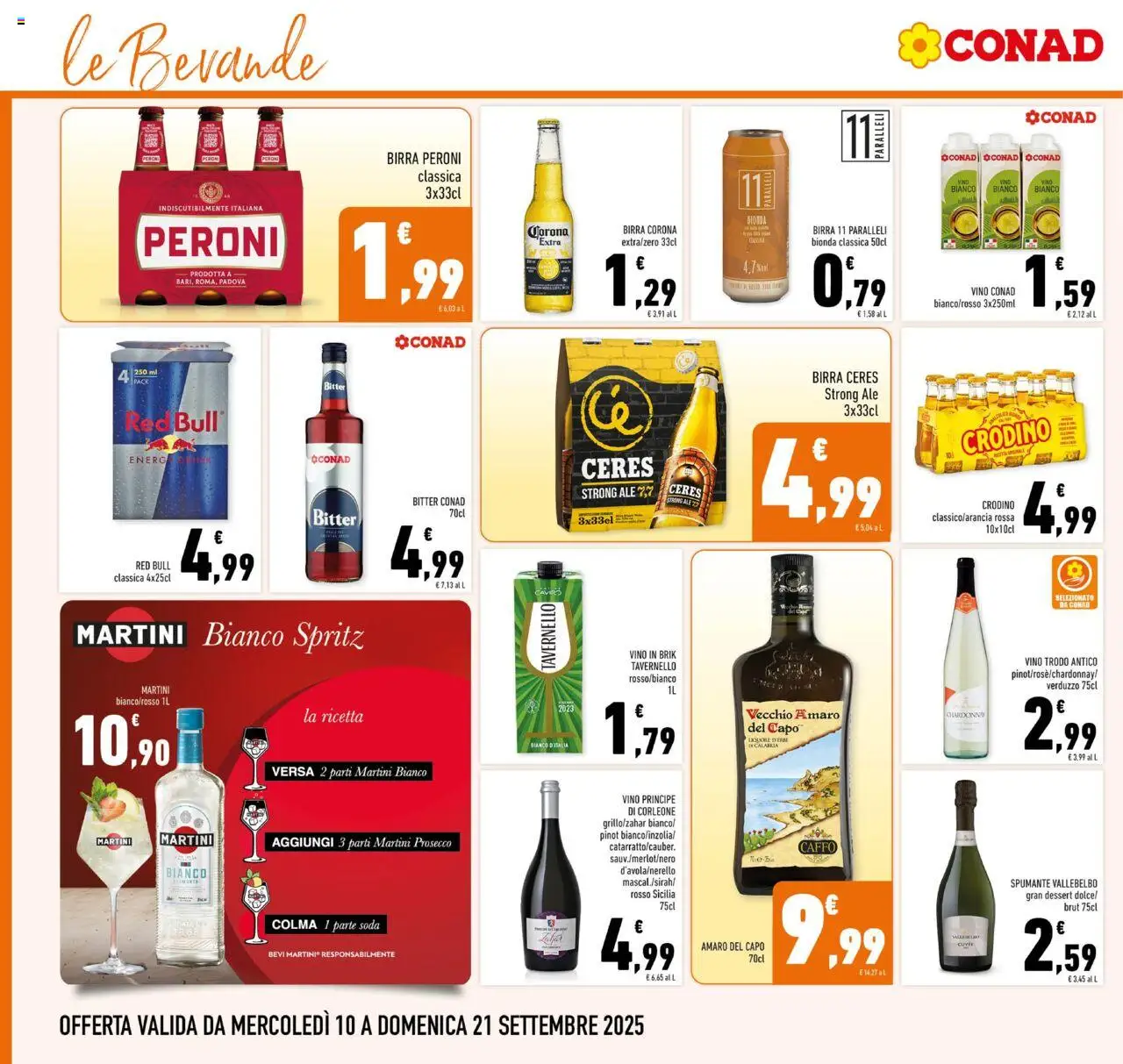Volantino Conad del 10.09.2025 | Pagina: 18 | Prodotti: Birra, Ceres, Amaro, Aperitivo