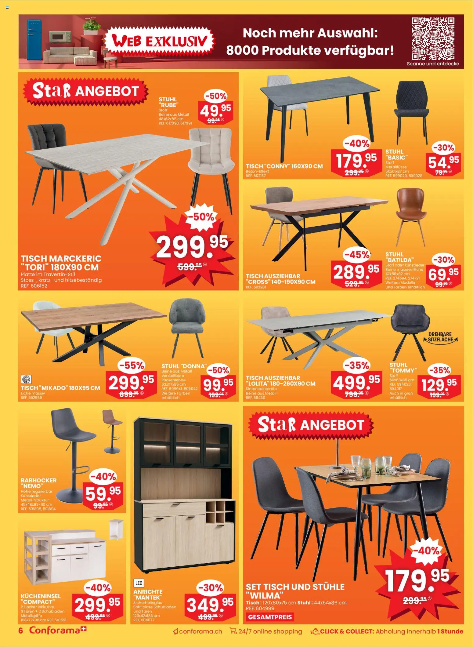 Conforama Aktionen – gültig ab 31.12.2025 | Seite: 6 | Produkte: Tisch, Hocker, Stuhl, Barhocker