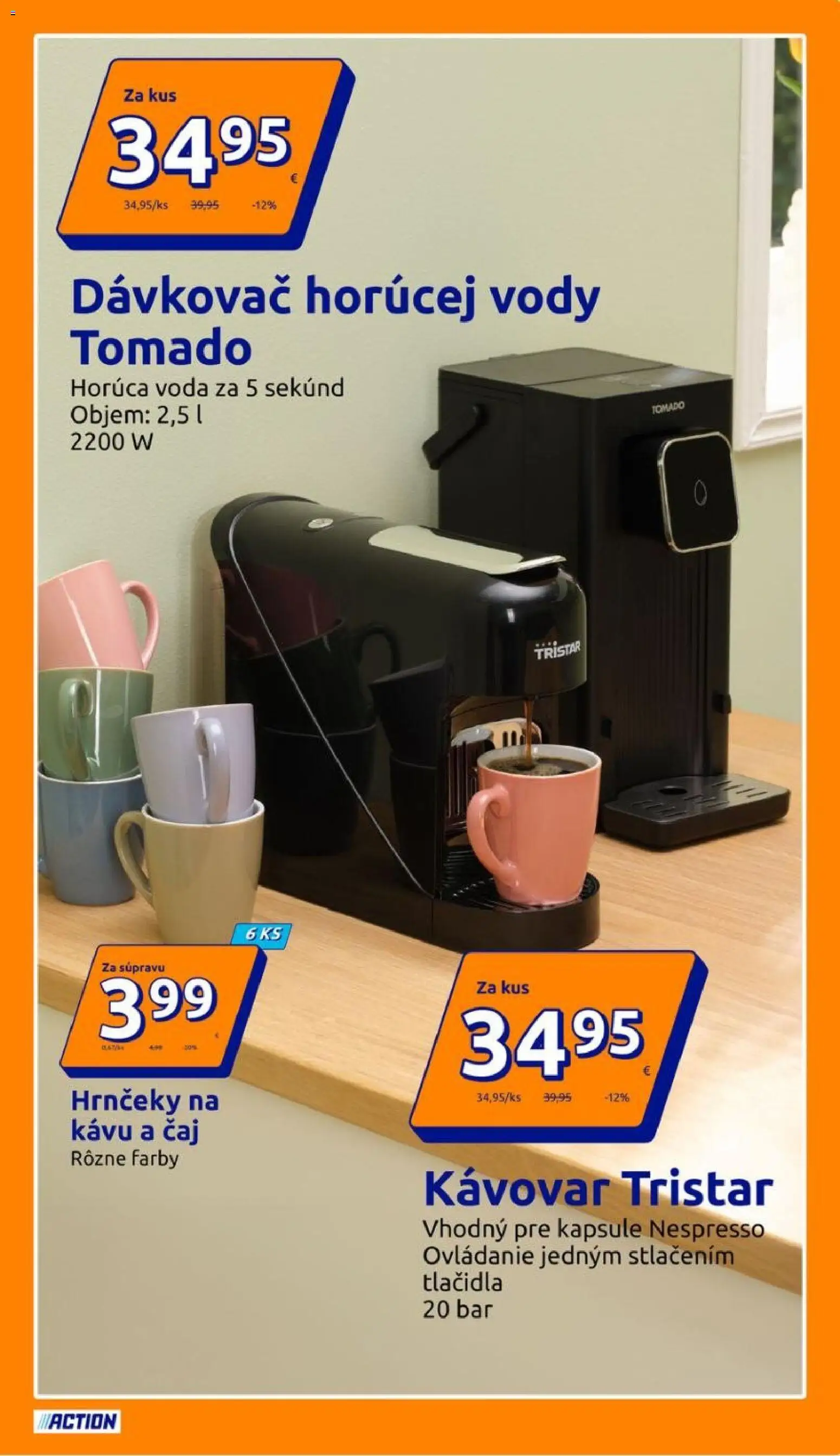 Nové Action akcie – leták je platný od 03.03.2026 | Strana: 13 | Produkty: Kávovar, Čaj, Voda