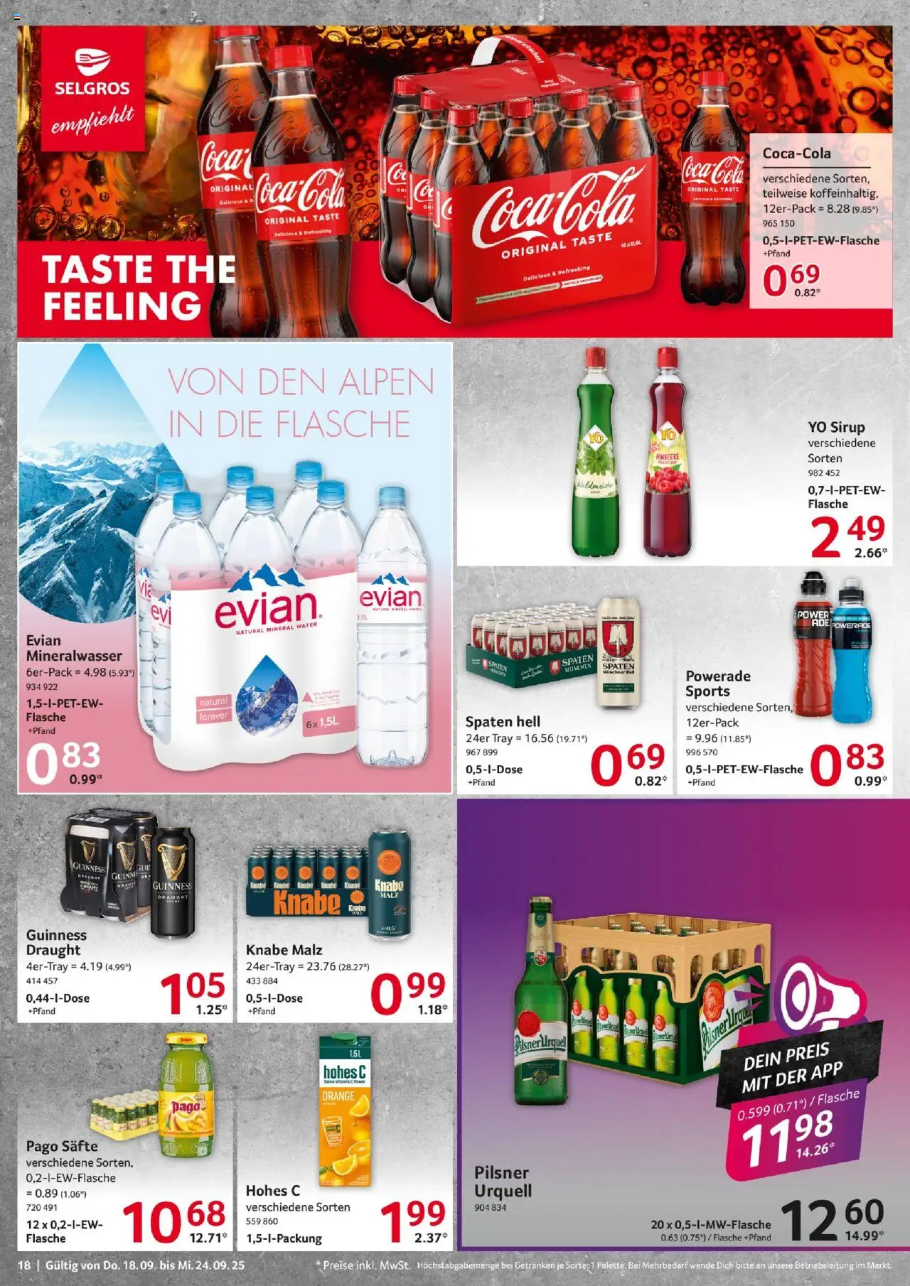 Selgros Prospekt 	 – gültig ab 18.09.2025 | Seite: 18 | Produkte: Sirup, Powerade, Himbeere, Hohes c