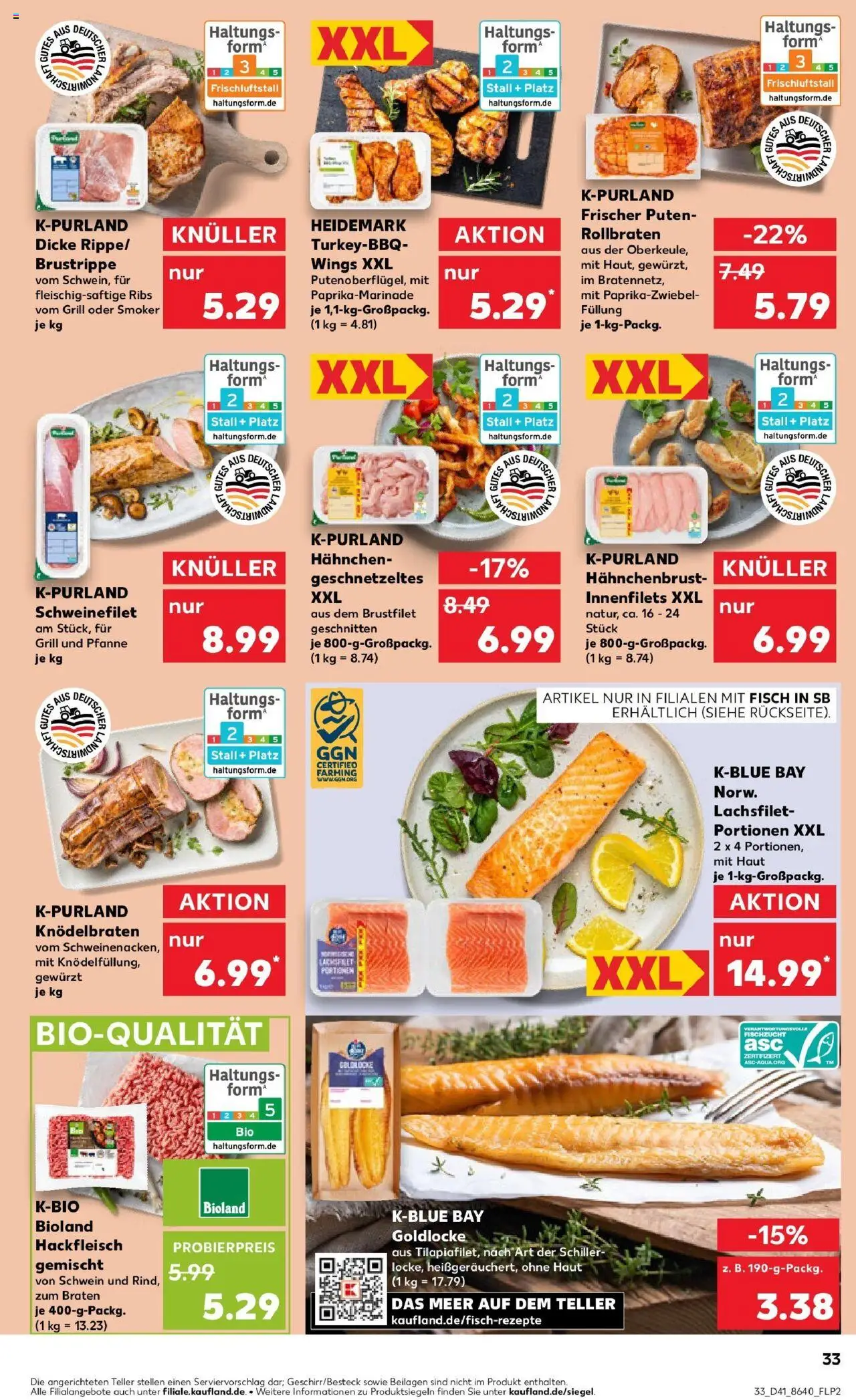 Kaufland prospekt Erftstadt	 – gültig ab 13.10.2025 | Seite: 33 | Produkte: Grill, Hahnchen, Schweinefilet, Fisch