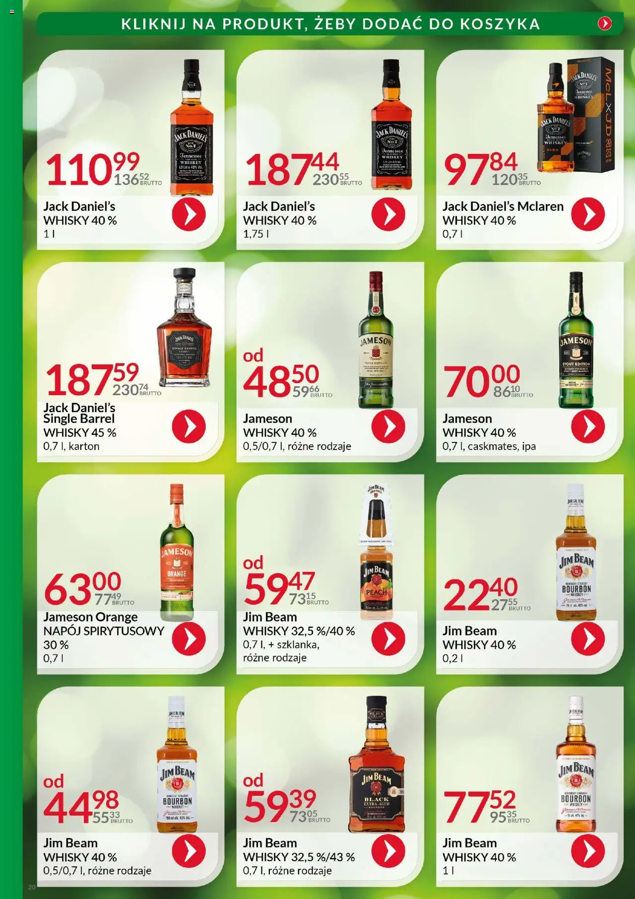 Eurocash Gazetka - Katalog Alkoholowy od 01.08.2025 | Strona: 20 | Produkty: Jameson, Jim Beam, Jack Daniel's, Whisky
