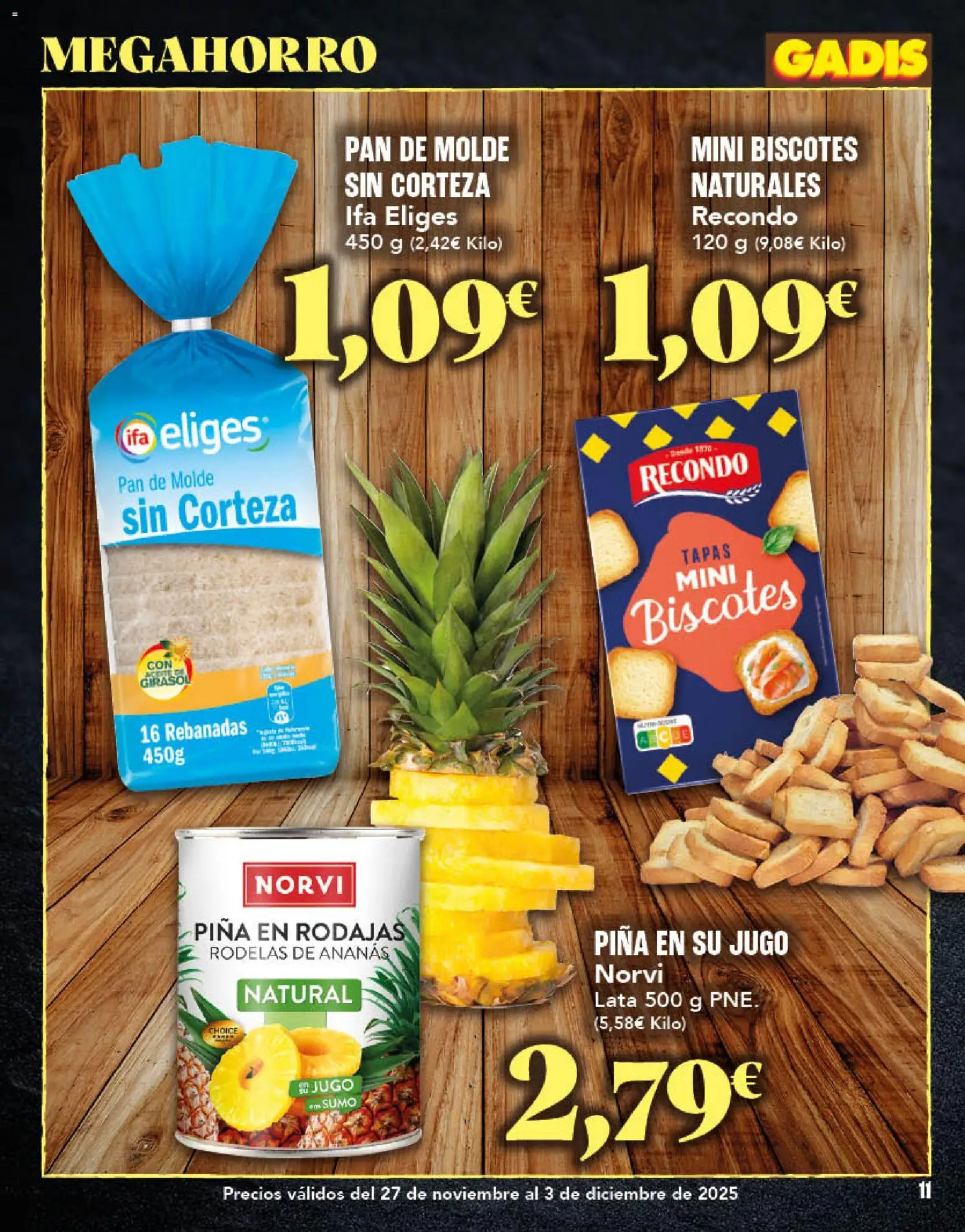 Gadis - folleto │ válido desde el 27.11.2025 | Página: 11 | Productos: Pan, Jugo, Piña, Pan de molde